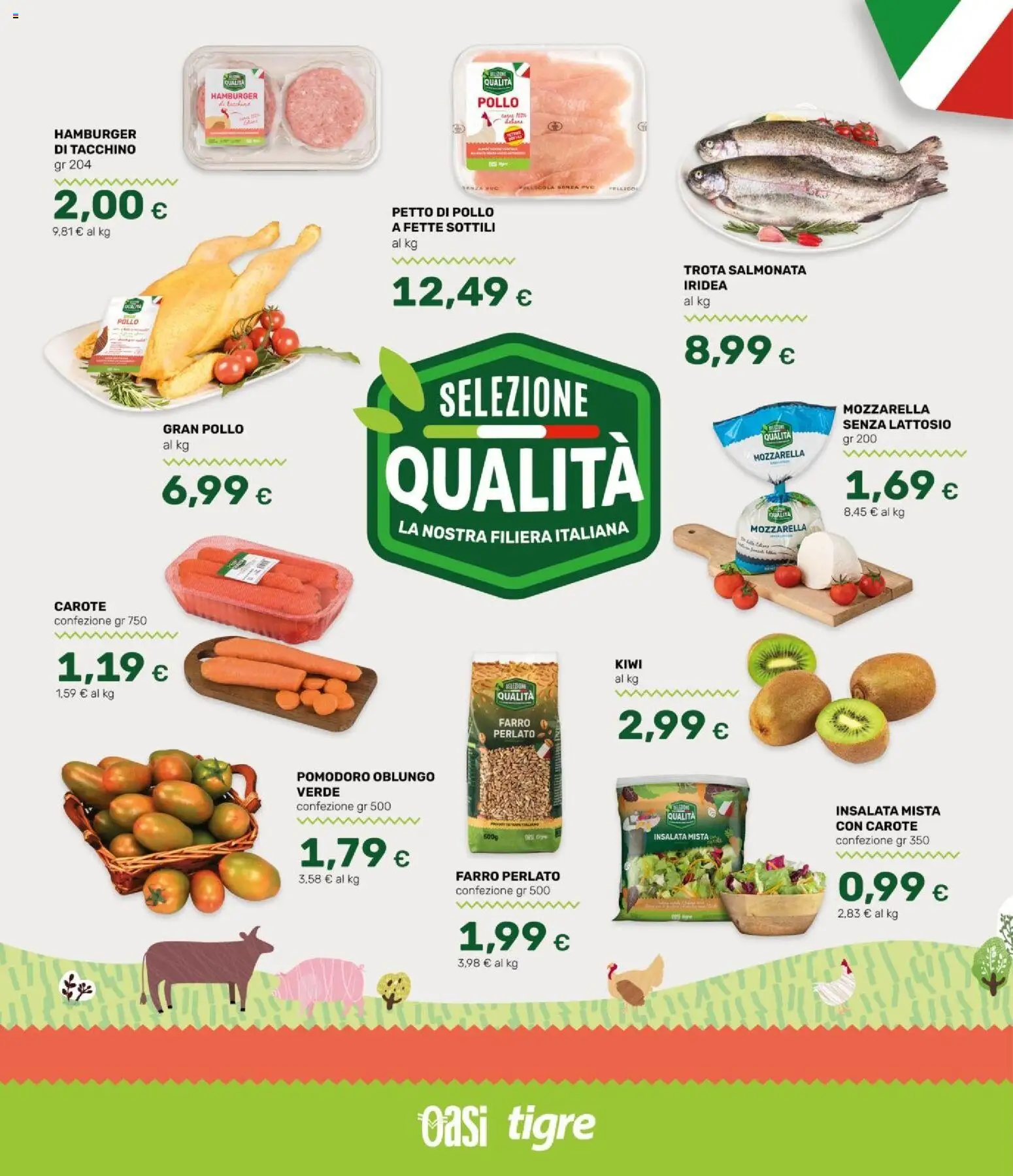 Volantino Oasi del 23.04.2026 | Pagina: 10 | Prodotti: Pollo, Carote, Hamburger, Farro