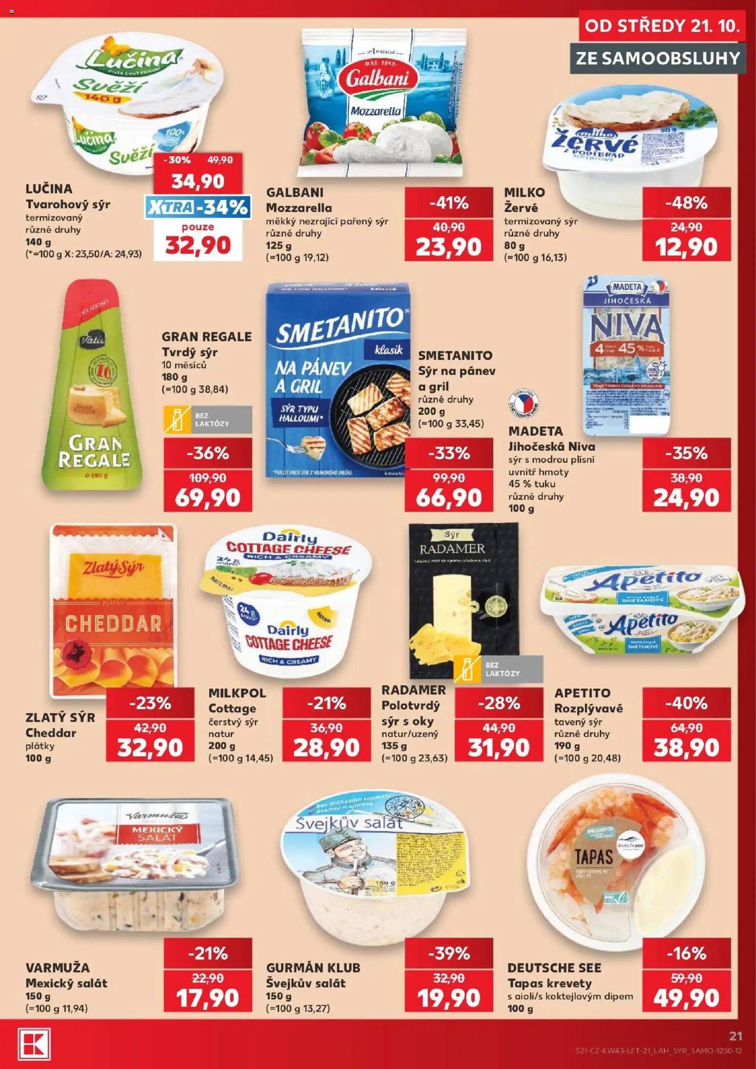 Kaufland leták - Liberec od 21.10.2026 | Strana: 21 | Produkty: Tapas, Gril, Tvrdý sýr, Cottage cheese