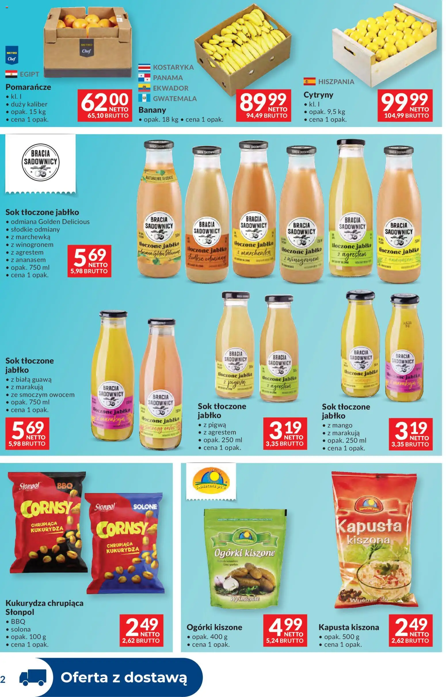 Makro gazetka - Dystrybucja do sklepów od 09.06.2026 | Strona: 2 | Produkty: Kapusta kiszona, Sok, Banany, Ogórki