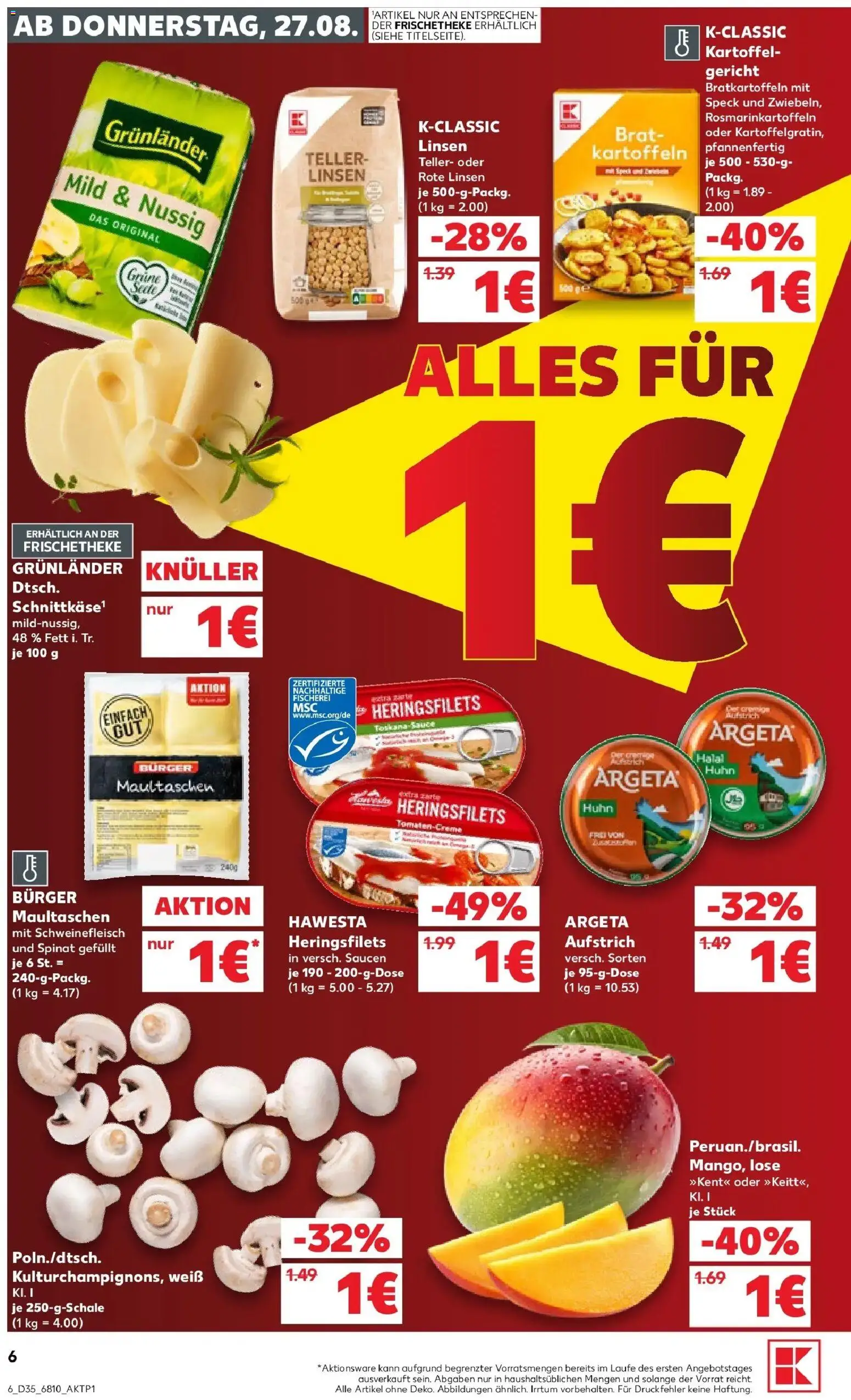 Prospekt Kaufland ab 24.08.2026 » Angebote Online zum Blättern | Seite: 17 | Produkte: Burger, Kartoffeln, Schweinefleisch, Maultaschen