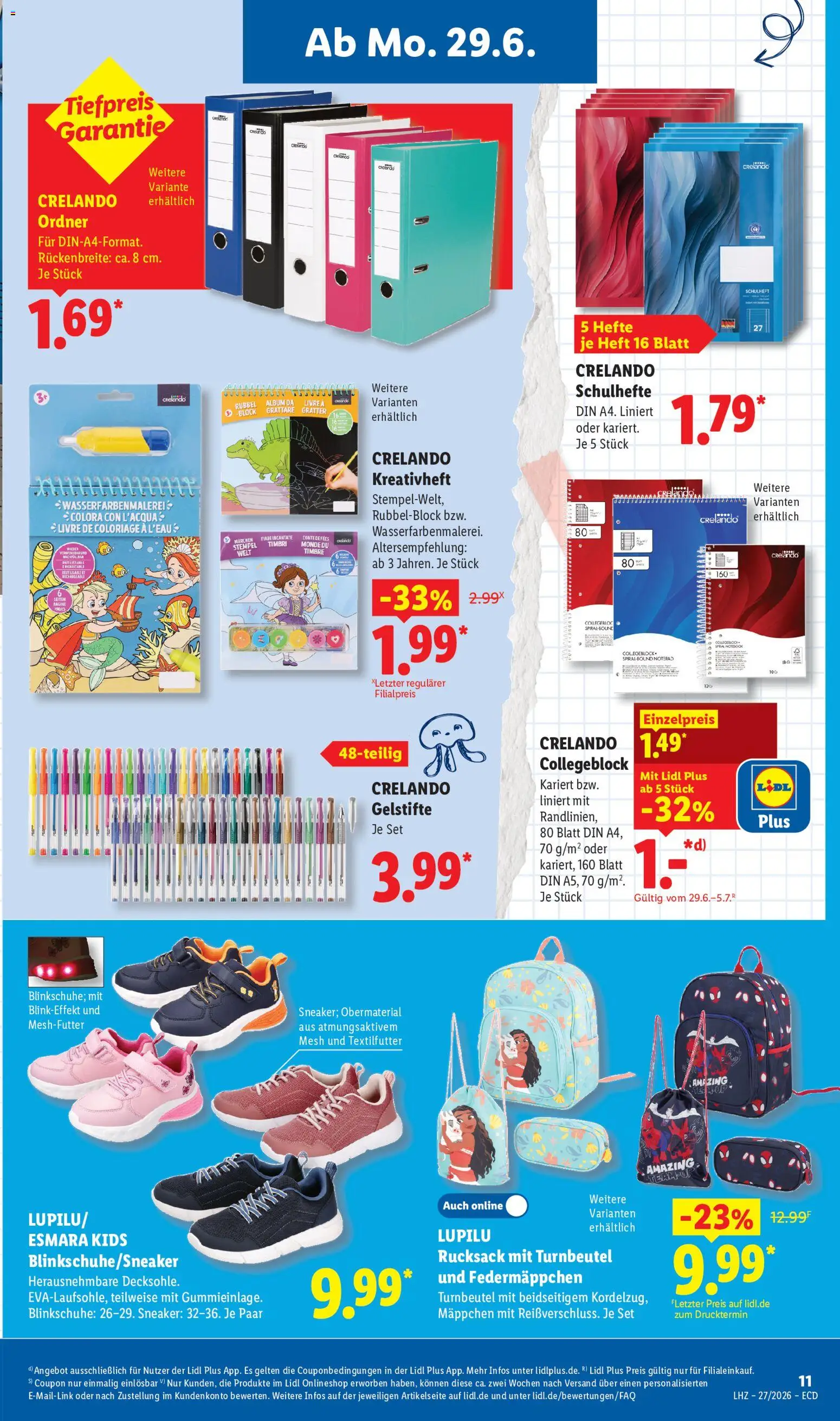 Lidl Prospekt – gültig ab 29.06.2026 | Seite: 7 | Produkte: Notebook, Notepad, Rucksack