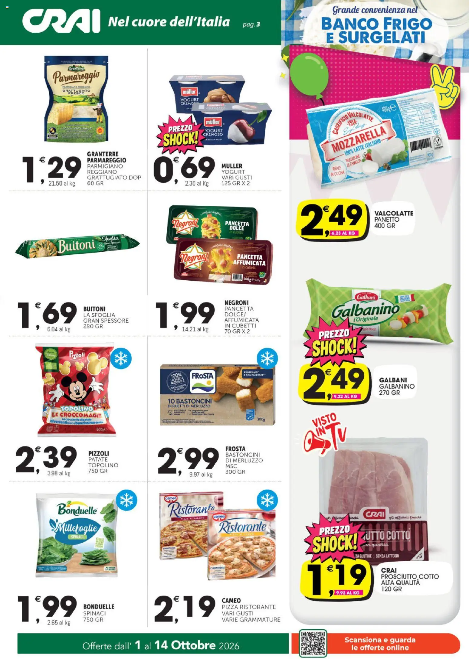 Volantino CRAI del 01/10/2026 | Pagina: 3 | Prodotti: Yogurt, Patate, Mozzarella, Latte