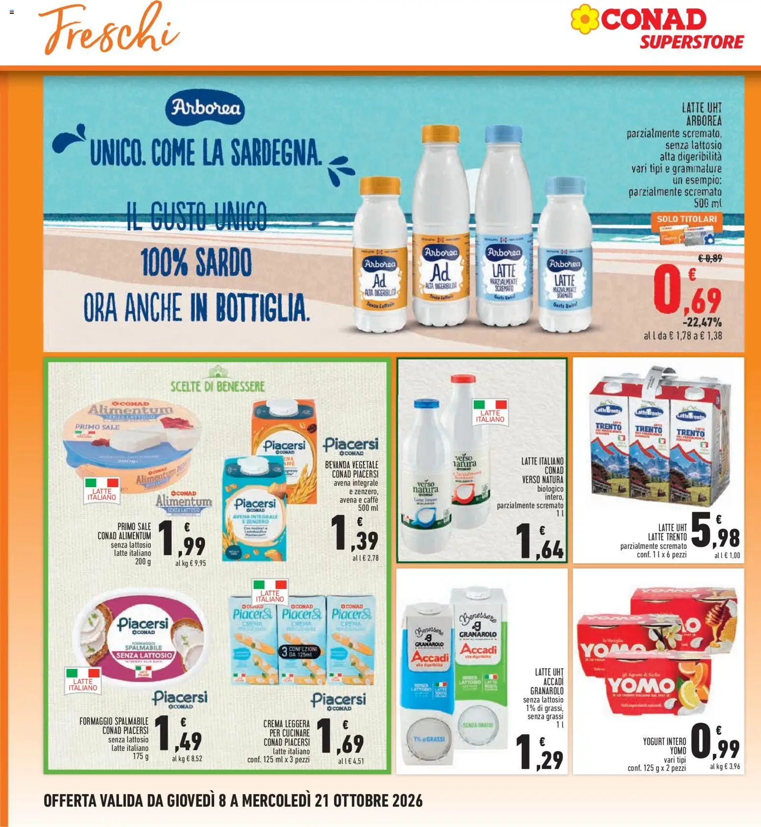 Volantino Conad del 08/10/2026 | Pagina: 12 | Prodotti: Crema, Yogurt, Sale, Latte