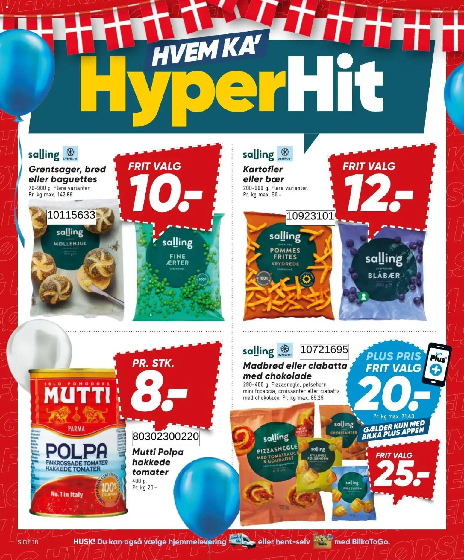 Bilka tilbudsavis – gyldig fra 31/07/2026 | Side: 18 | Produkter: Blåbær, Brød, Kartofler, Hakkede tomater