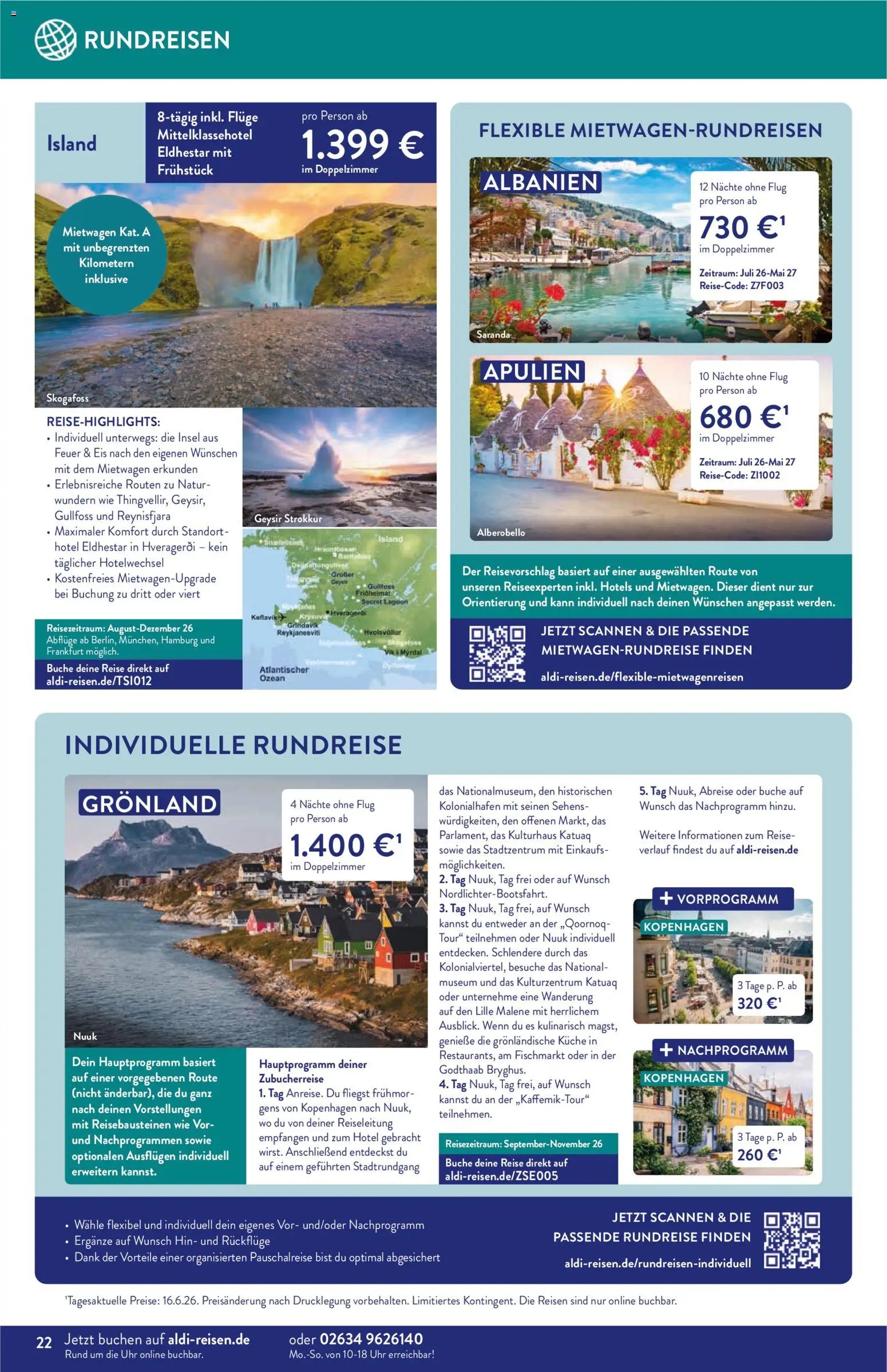 Aldi Reisen Reisemagazin – gültig ab 01.07.2026 | Seite: 22 | Produkte: Küche, Eis, Uhr