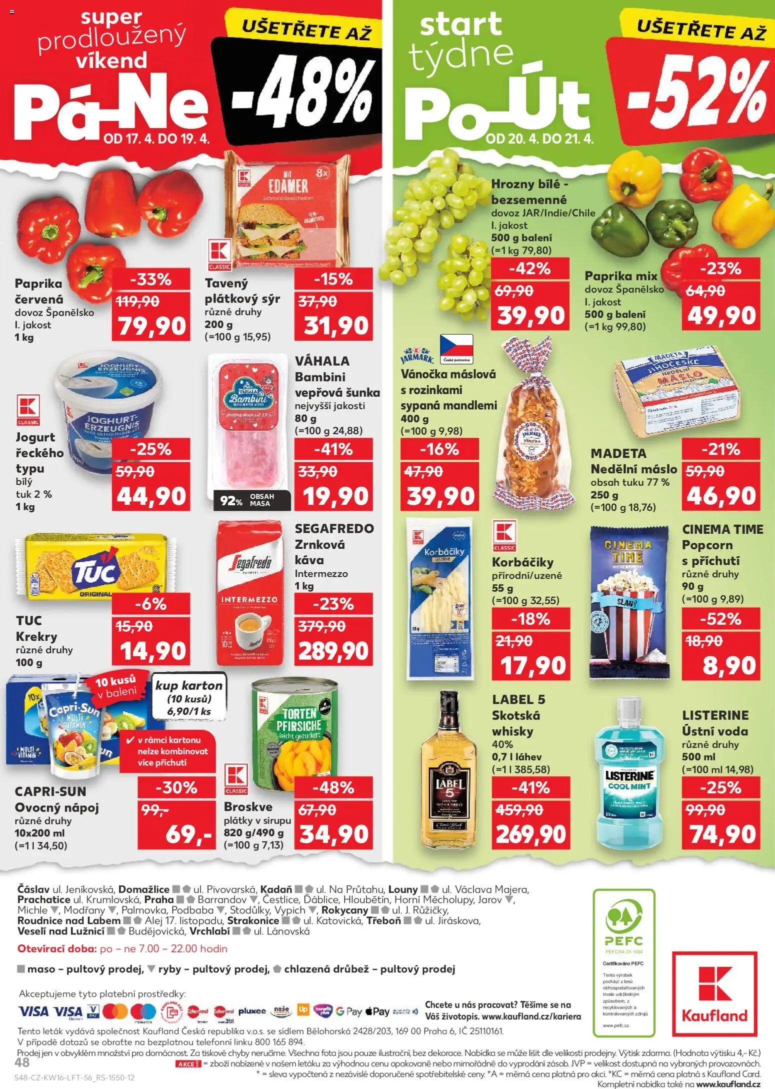Kaufland leták od 15.04.2026 | Strana: 48 | Produkty: Máslo, Segafredo Intermezzo, Zrnková káva, Capri Sun