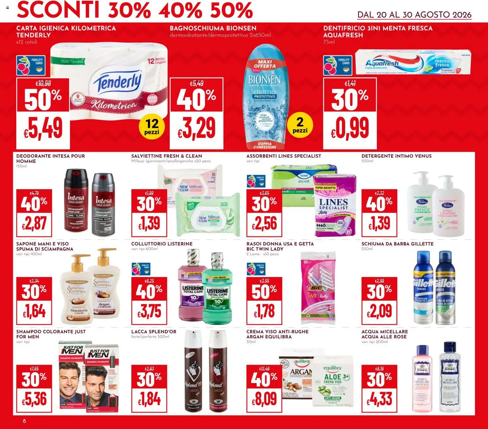 Volantino Pan del 20/08/2026 | Pagina: 8 | Prodotti: Crema, Carta igienica, Crema viso, Mandorla