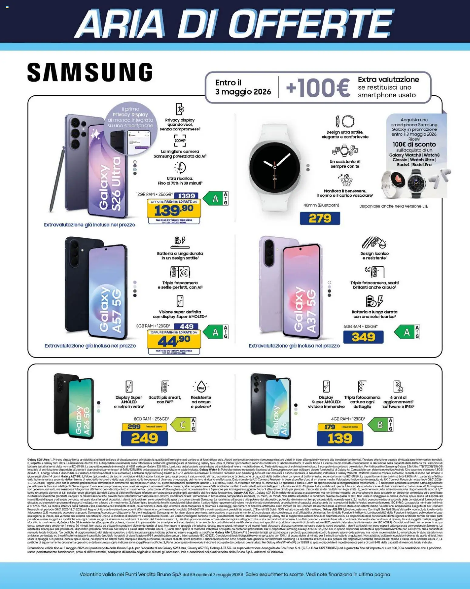 Volantino BRUNO del 23.04.2026 | Pagina: 9 | Prodotti: Tè, Acqua, Batterie, Samsung