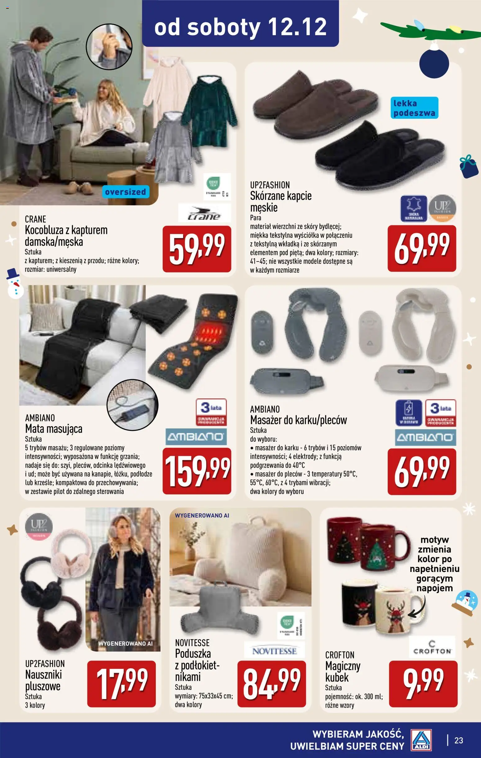 Aldi gazetka - Katalog prezentowy od 28.10.2026 | Strona: 23 | Produkty: Kapcie, Masażer, Poduszka, Ambiano