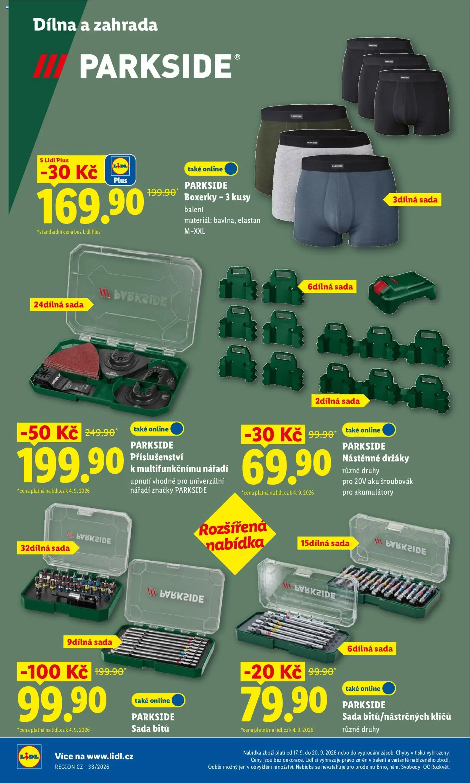 Lidl leták od 17.09.2026 | Strana: 32 | Produkty: Boxerky, Šroubovák, Sada bitů, Aku šroubovák