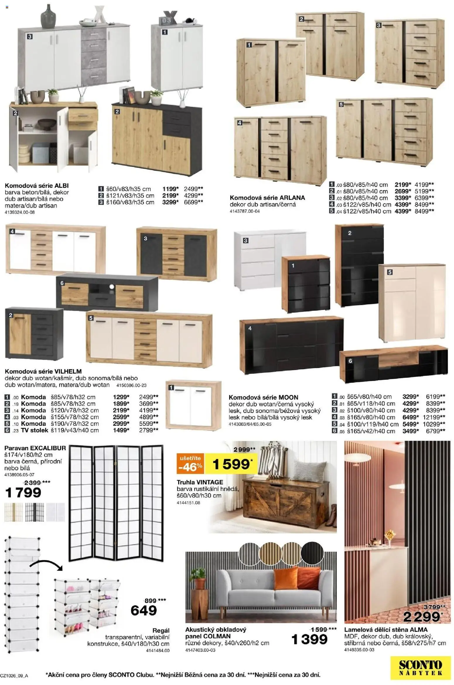 Sconto nábytek leták od 05.08.2026 | Strana: 9 | Produkty: Nábytek, Komoda, Regál, Truhla