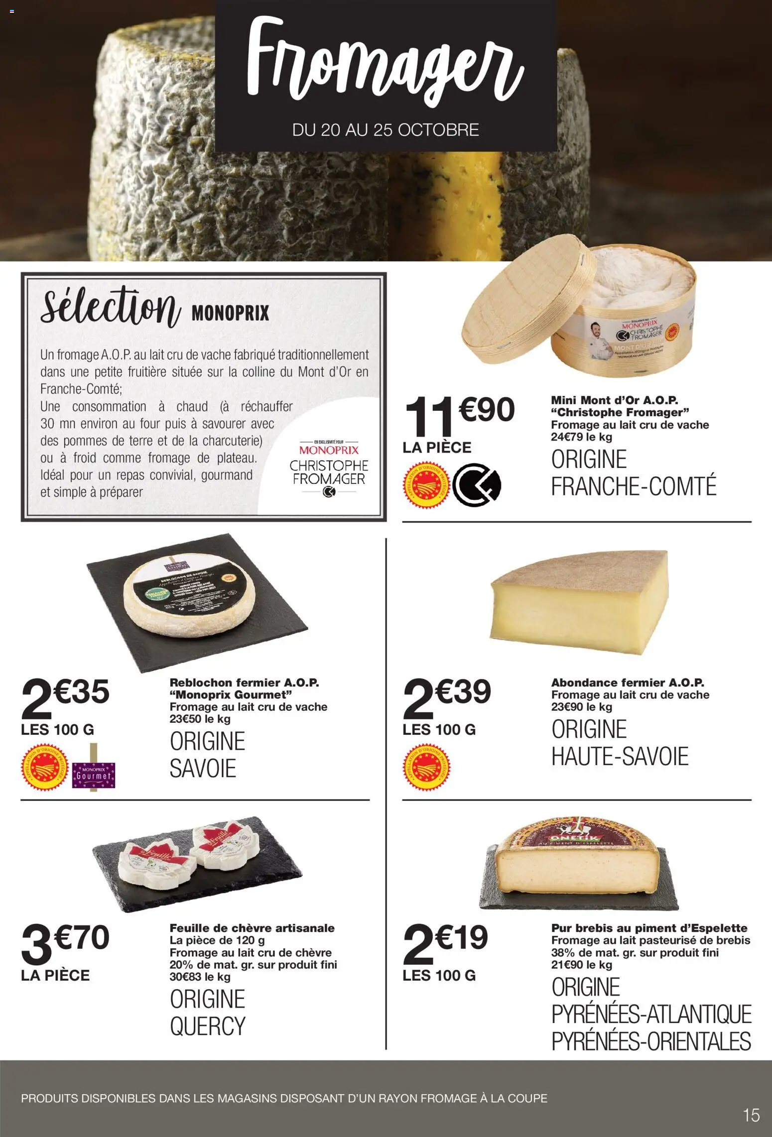 {H1} | Page: 15 | Produits: Reblochon, Piment, Fromage, Pommes de terre