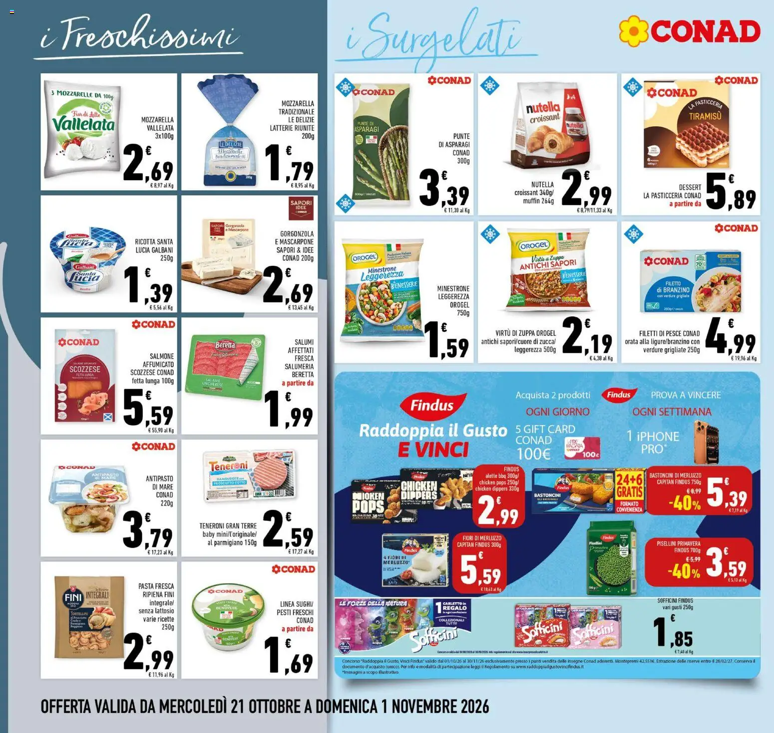 Volantino Conad del 21/10/2026 | Pagina: 12 | Prodotti: Salmone, Merluzzo, Prosciutto, Dessert
