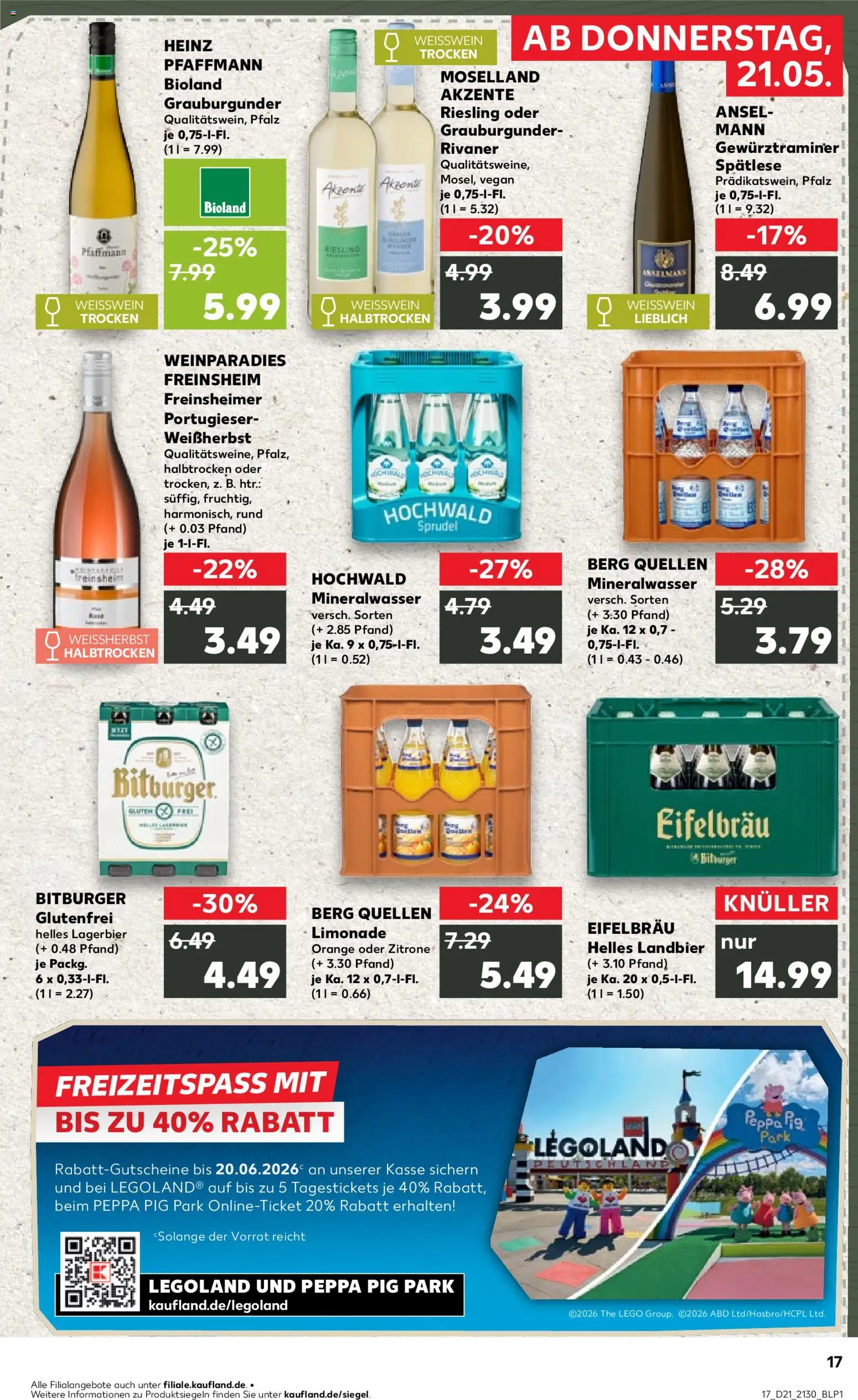 Kaufland Prospekt Speyer	 – gültig ab 21.05.2026 | Seite: 17 | Produkte: Bitburger, Weißwein, Limonade, Zitrone