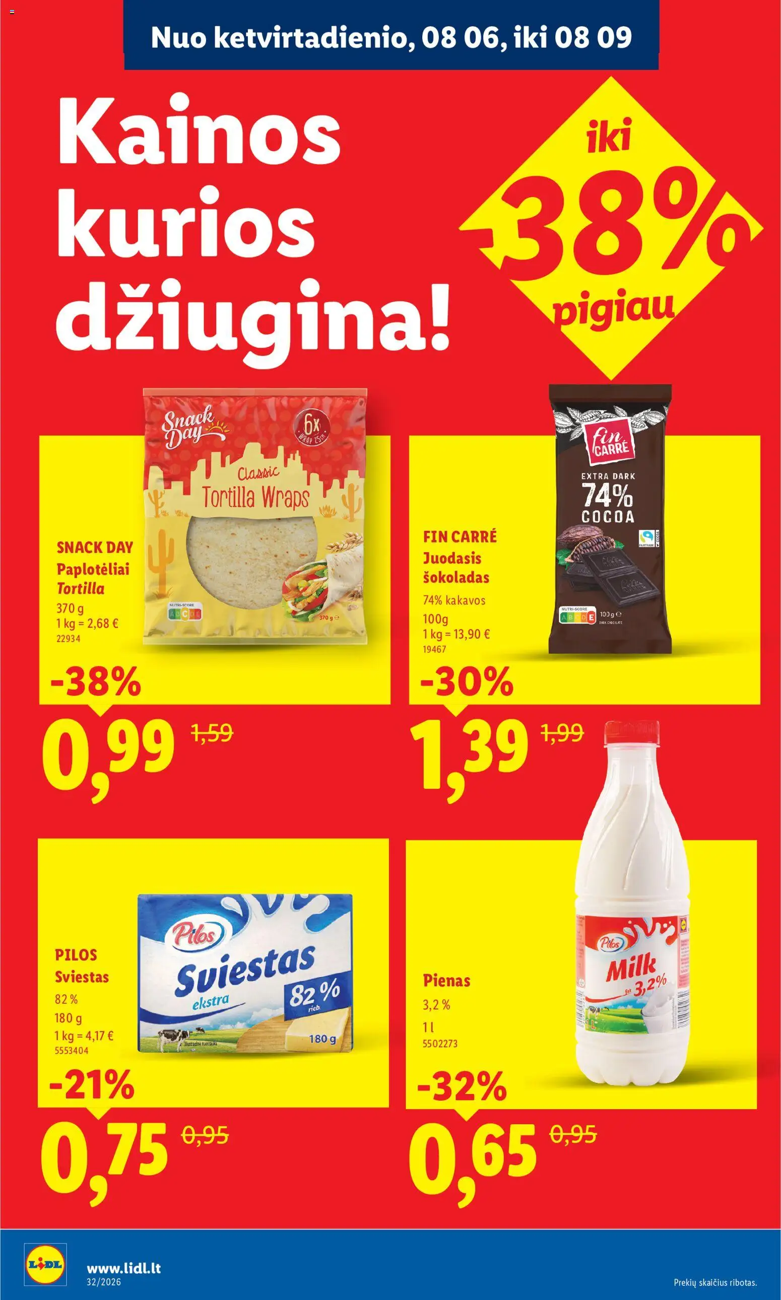 LIDL akcijos nuo 2026.08.06 | Puslapis: 6 | Prekių: Pienas, Sviestas, Šokoladas