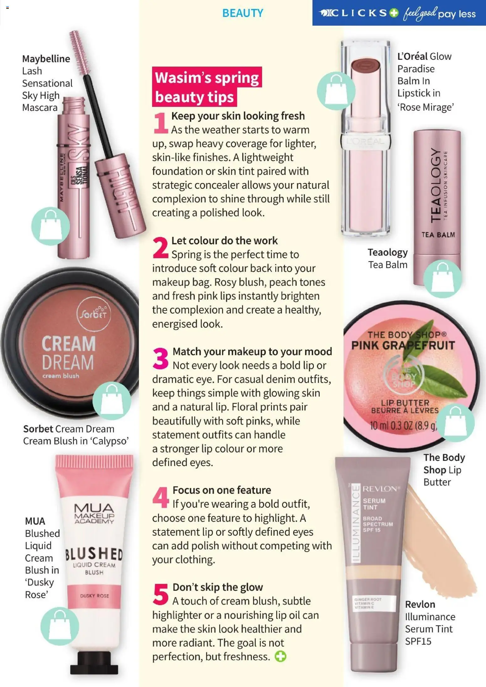 New Clicks catalogue – valid from 01/08/2026 | Page: 45 | Products: Butter, Blush, Mascara, Peach