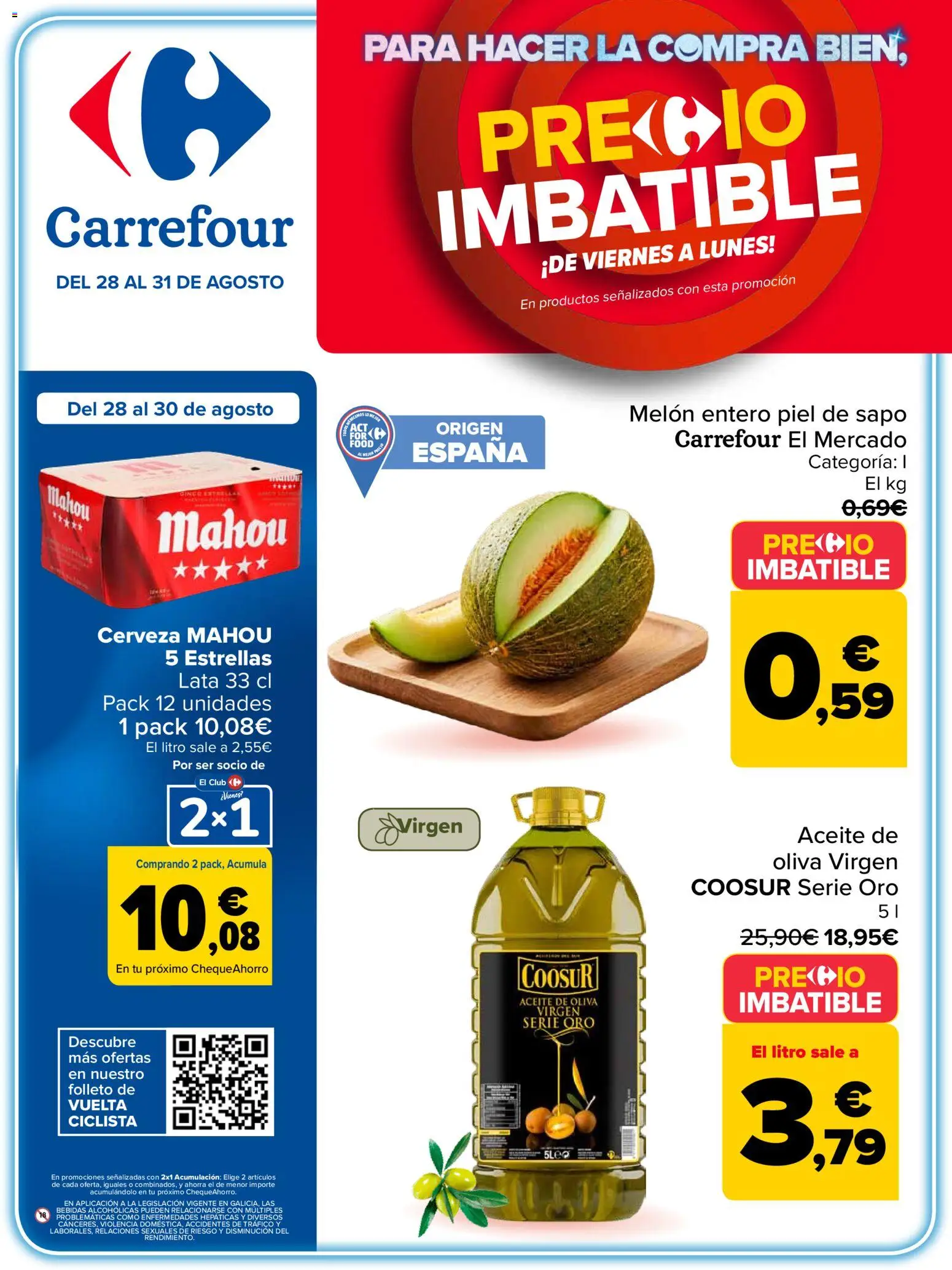 Carrefour Precio Imbatible │ válido desde el 28/08/2026 | Página: 1 | Productos: Melón, Aceite, Aceite de oliva, Bebidas