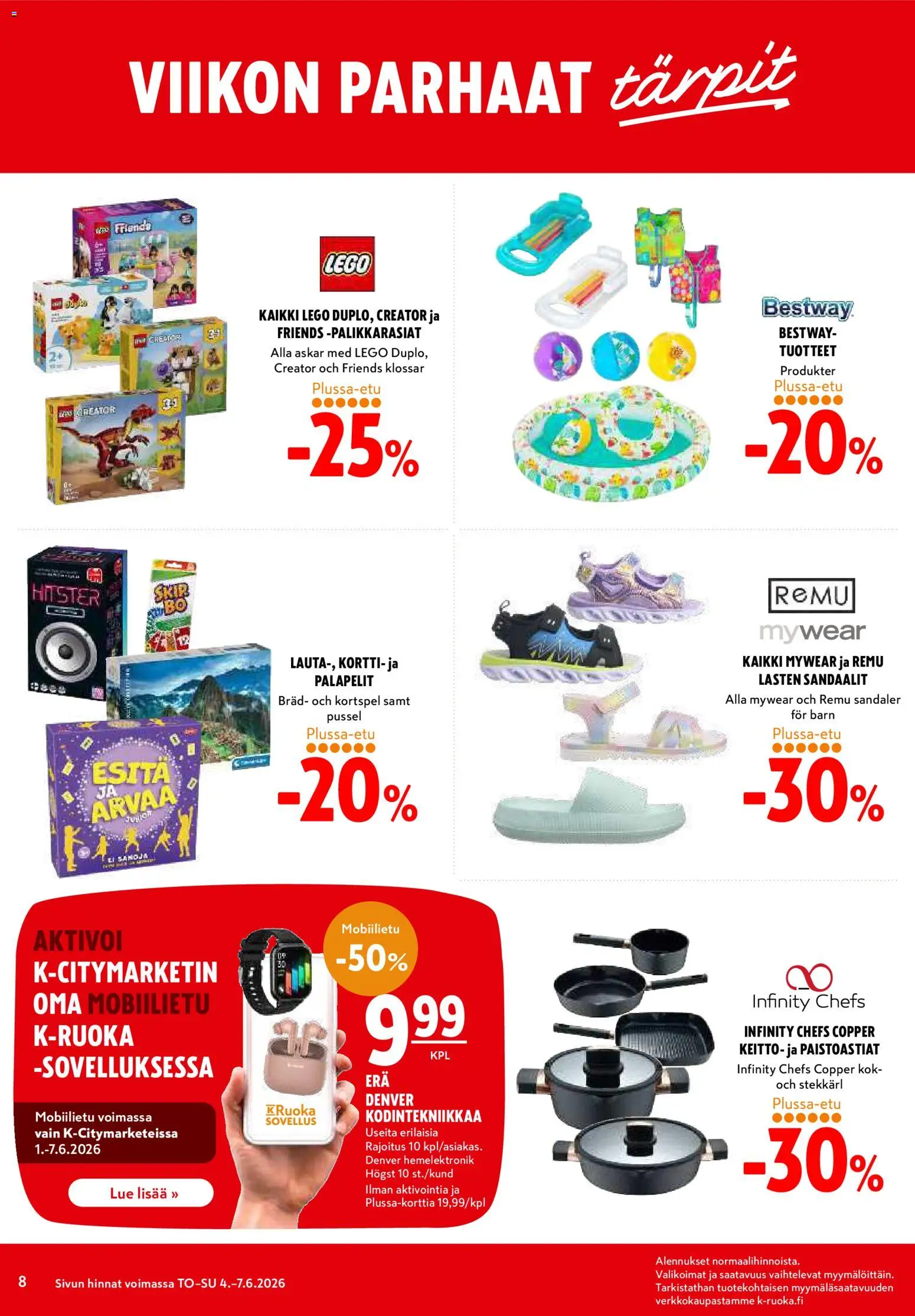 K-Citymarket tarjoukset – voimassa 04.06.2026 alkaen | Sivu: 8 | Tuotteet: Keitto, Sandaalit