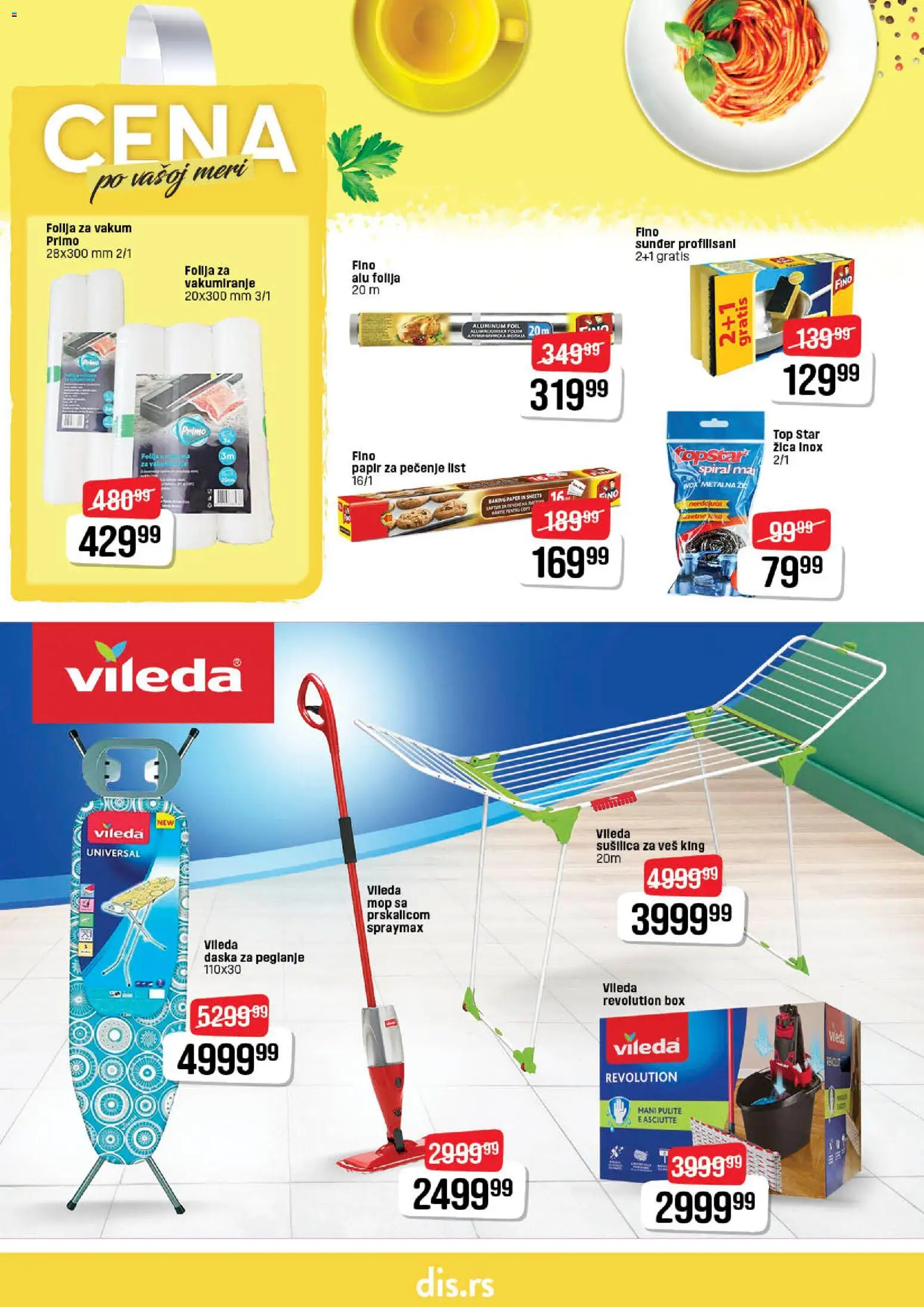 DIS katalog - važi od 21.05.2026 | Strana: 20 | Proizvode: Papir za pečenje, Daska za peglanje, Vileda, Sušilica za veš
