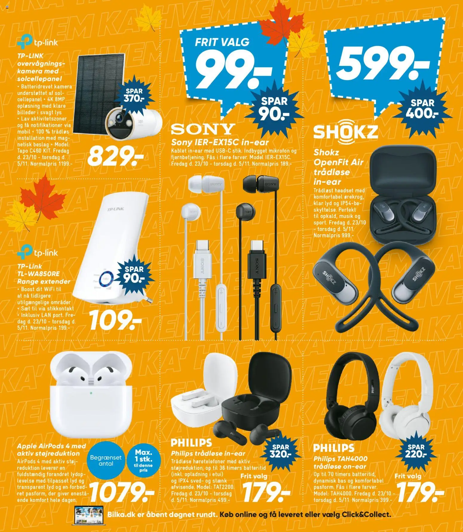 Bilka tilbudsavis – gyldig fra 23/10/2026 | Side: 39 | Produkter: Stikkontakt, Høretelefoner, Trådløse høretelefoner, Kamera