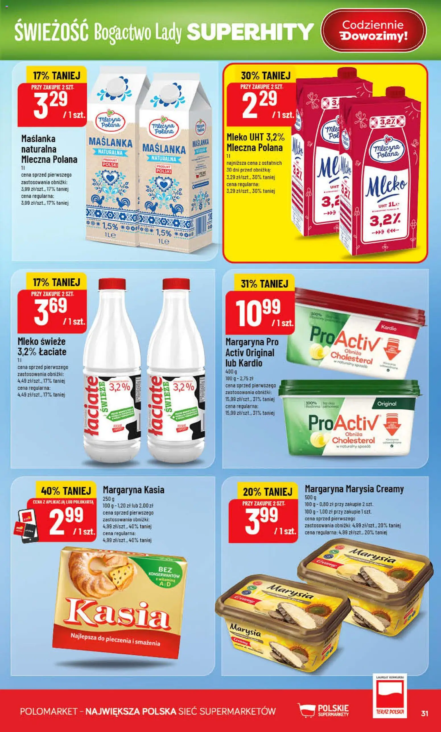 POLOmarket gazetka od 06.05.2026 | Strona: 31 | Produkty: Margaryna kasia, Maślanka, Margaryna, Mleko