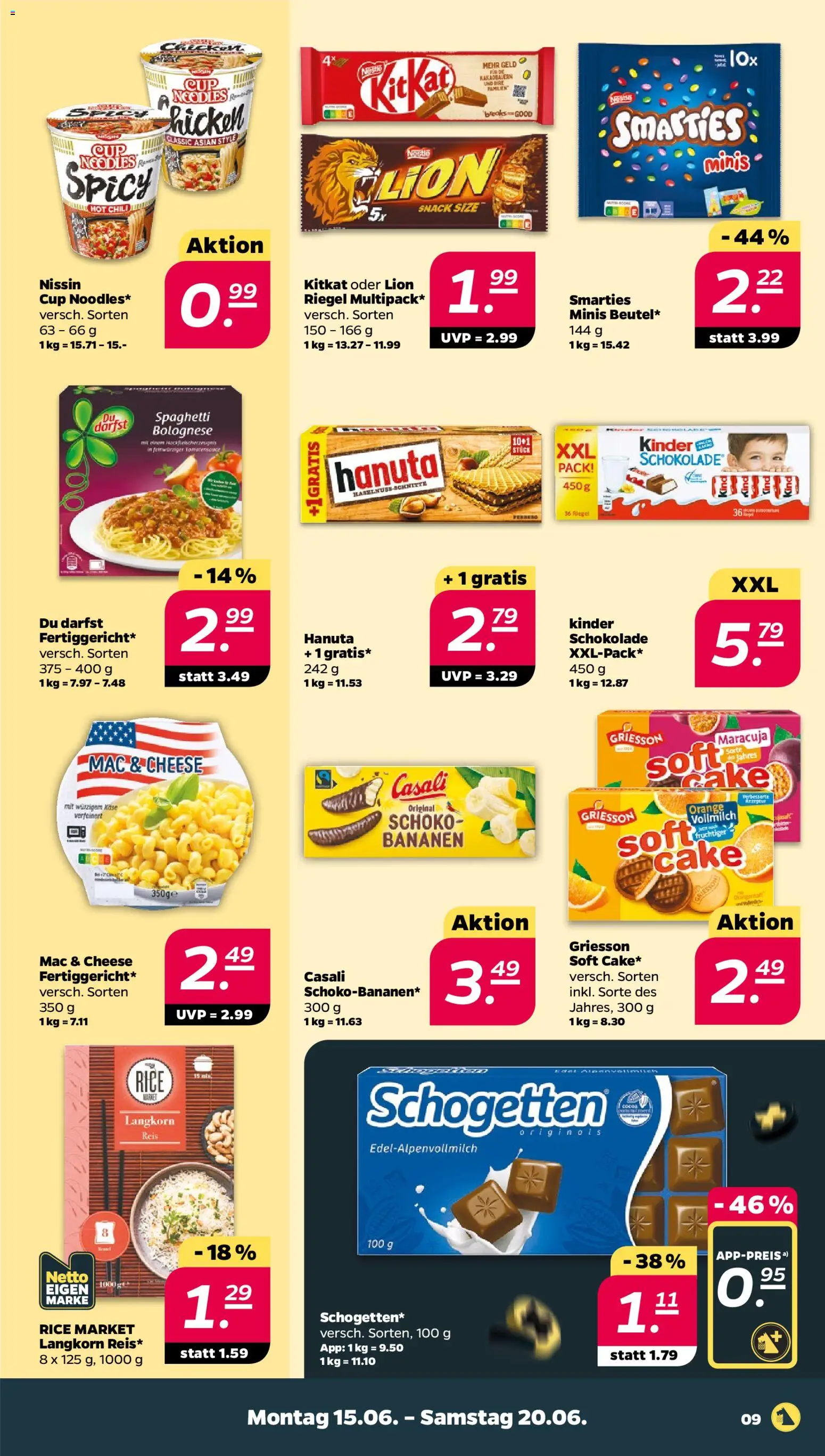Netto Prospekt – gültig ab 15.06.2026 | Seite: 9 | Produkte: Smarties, Bananen, Chili, Reis