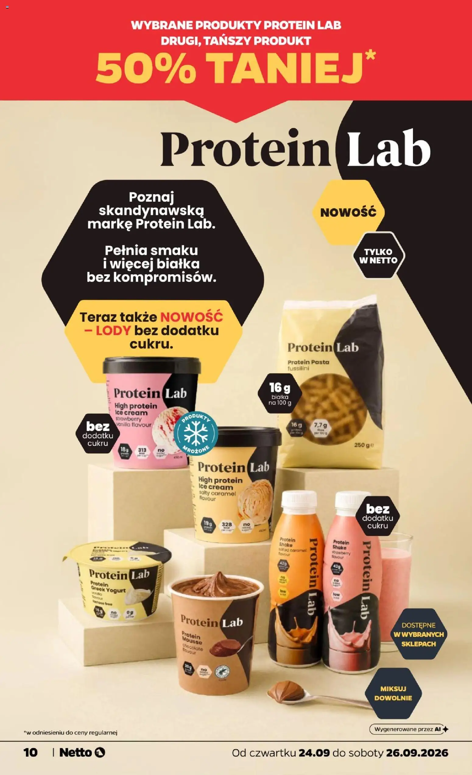 Netto gazetka od czwartku od 24.09.2026 | Strona: 10 | Produkty: High Protein, Por, Pasta, Lody