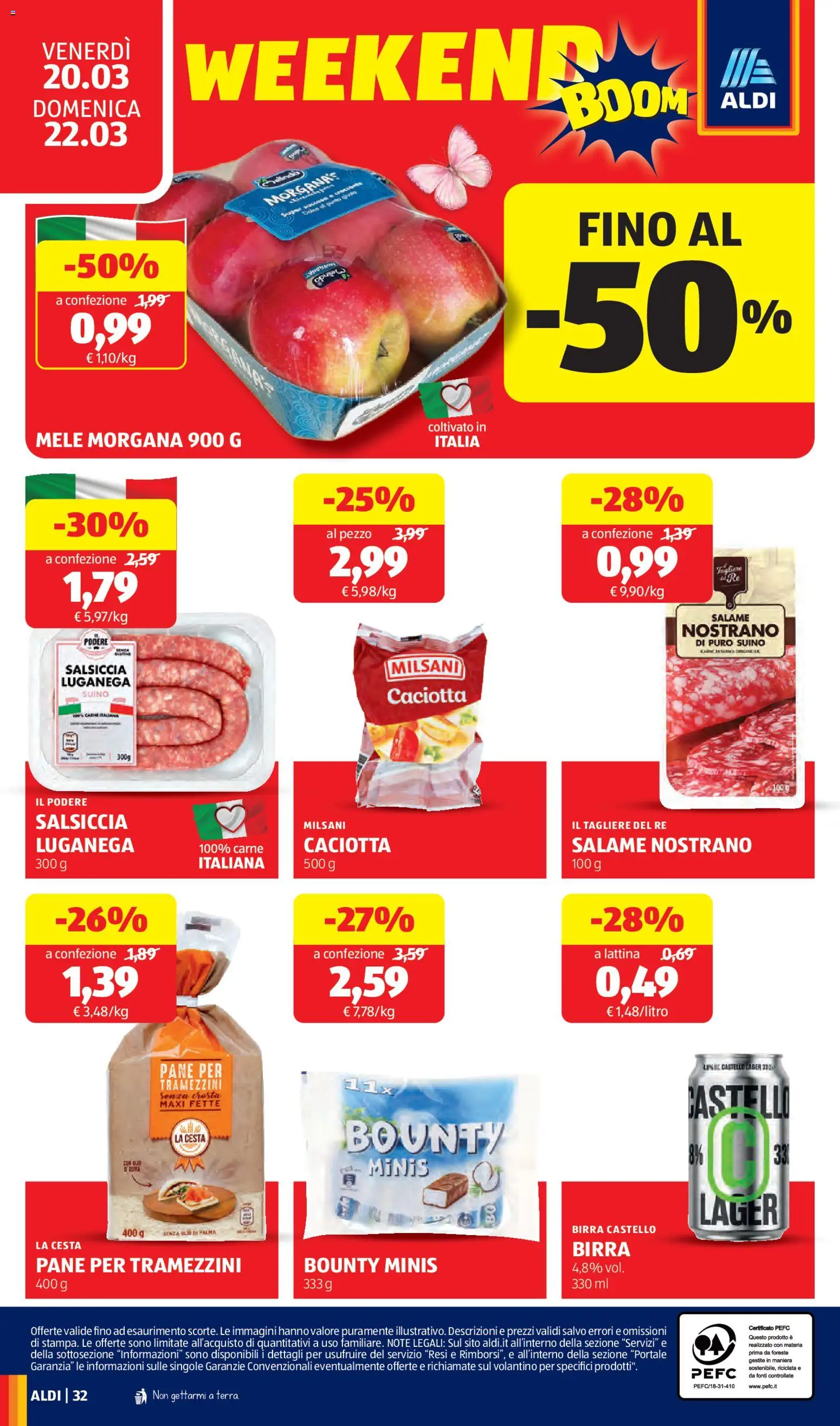 Volantino Aldi del 16.03.2026 | Pagina: 32 | Prodotti: Pane, Birra, Suino, Salsiccia