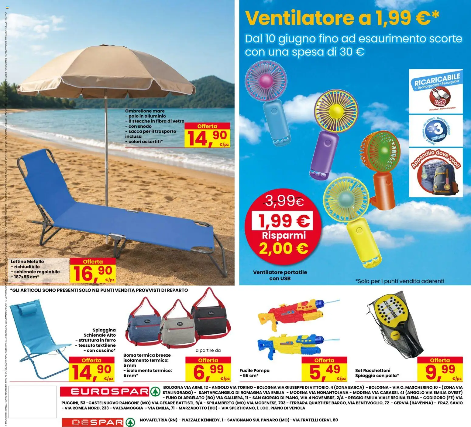 Volantino Eurospar del 11.06.2026 | Pagina: 20 | Prodotti: Ombrellone, Borsa termica, Lettino, Alluminio