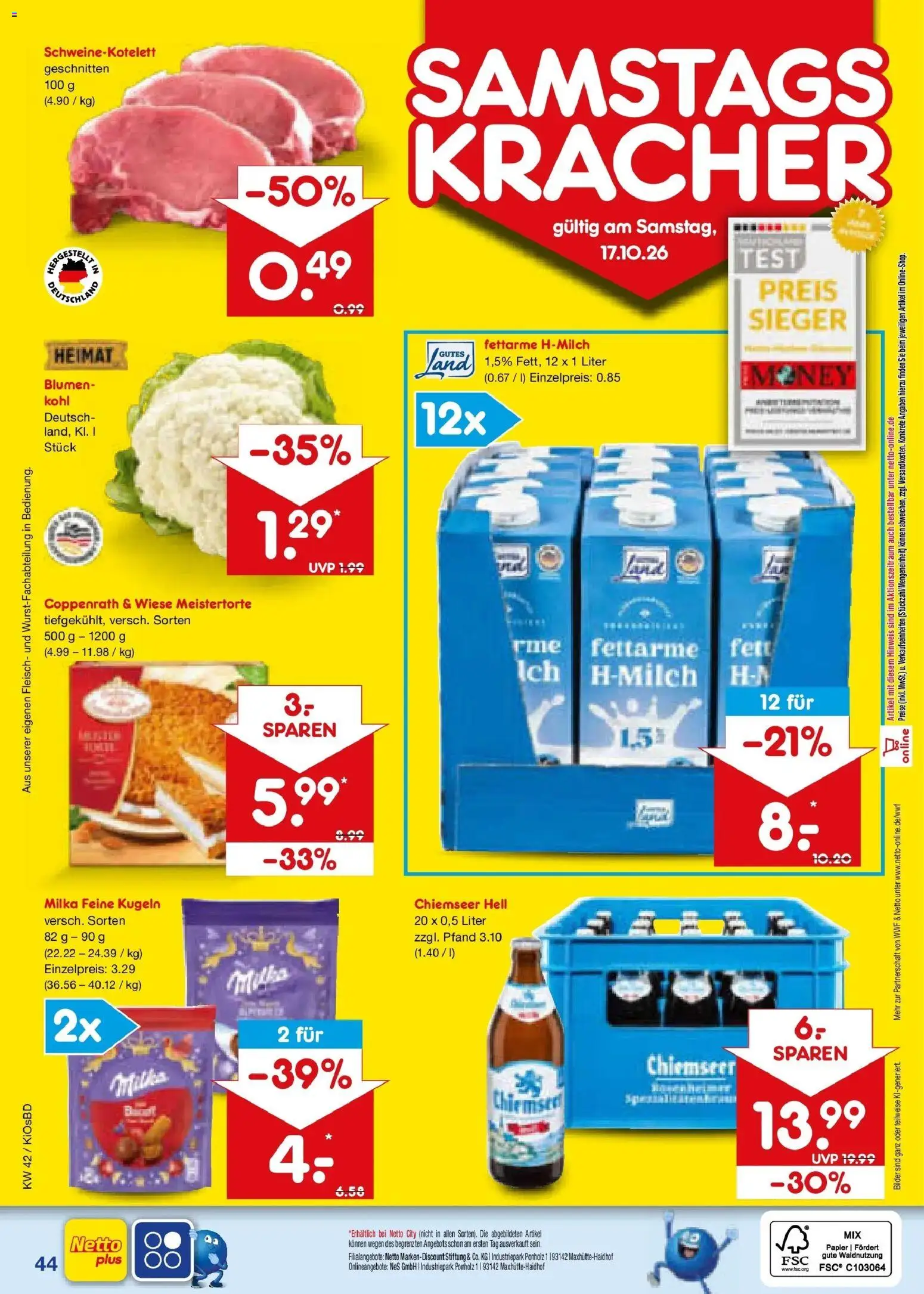 Netto Marken-Discount Prospekt Mistelbach (ab 12.10.2026) » Angebote | Seite: 60 | Produkte: Blumen, Milka, Bilder, Fleisch