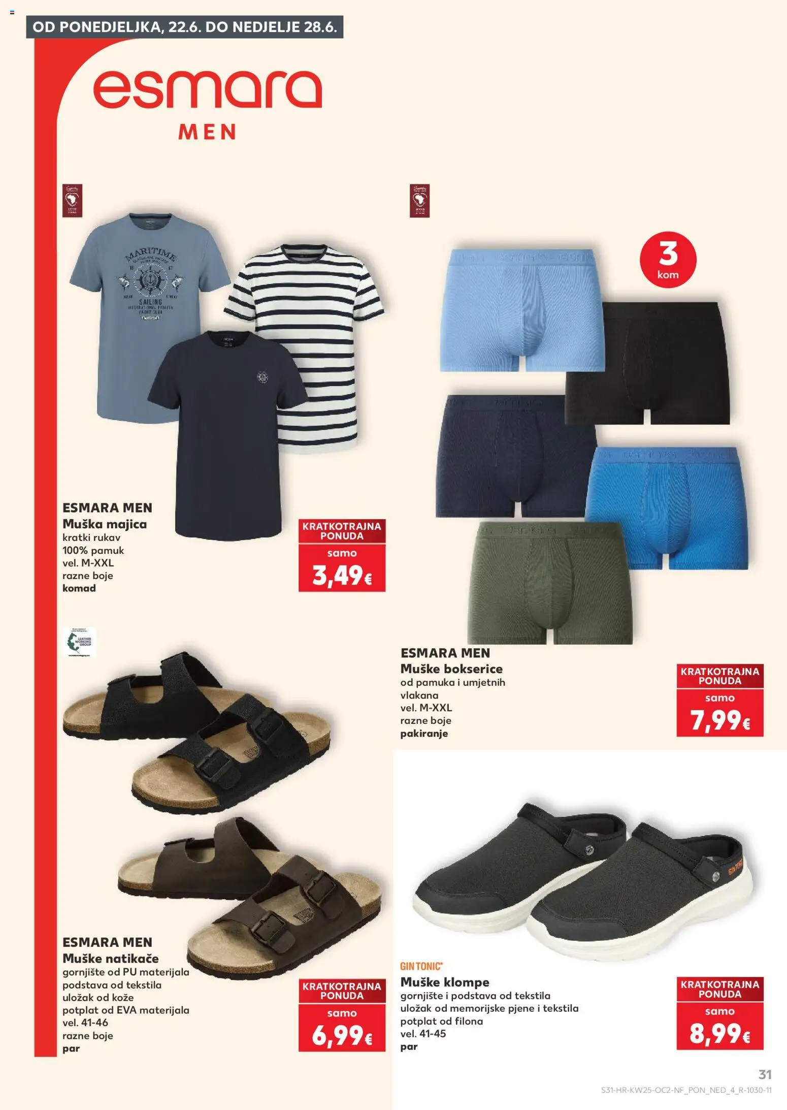 Kaufland katalog | vrijedi od 17.06.2026 | Stranica: 31 | Proizvodi: Natikače, Gin, Majica, Bokserice