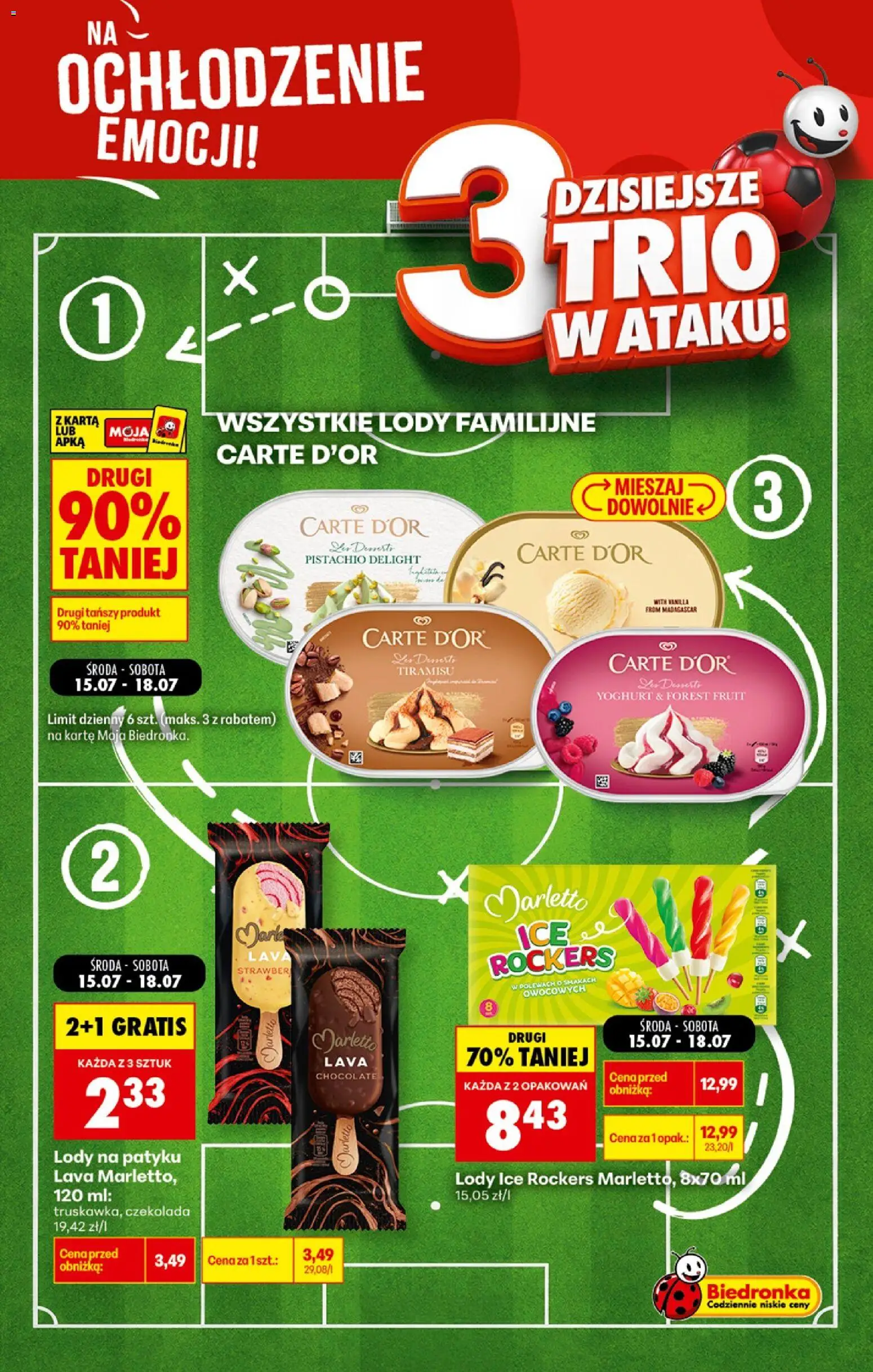 Biedronka gazetka - Football od 15.07.2026 | Strona: 3 | Produkty: Karta, Lody na patyku, Czekolada, Lody