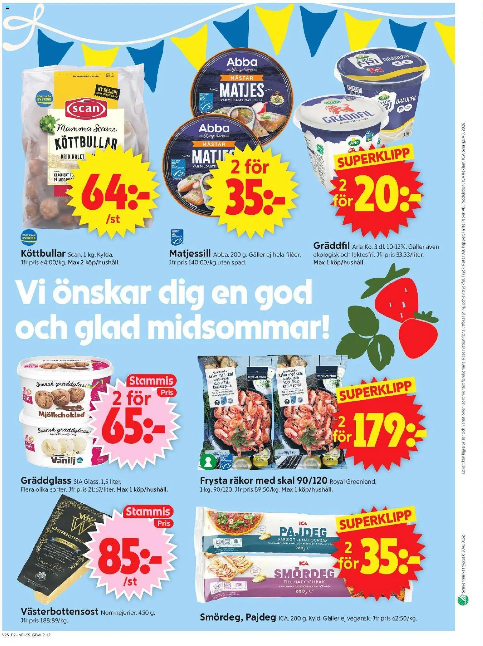 ICA Supermarket reklamblad aktuell från 15.06.2026 | Sida: 14 | Produkter: Galler, Räkor, Gräddfil, Papper