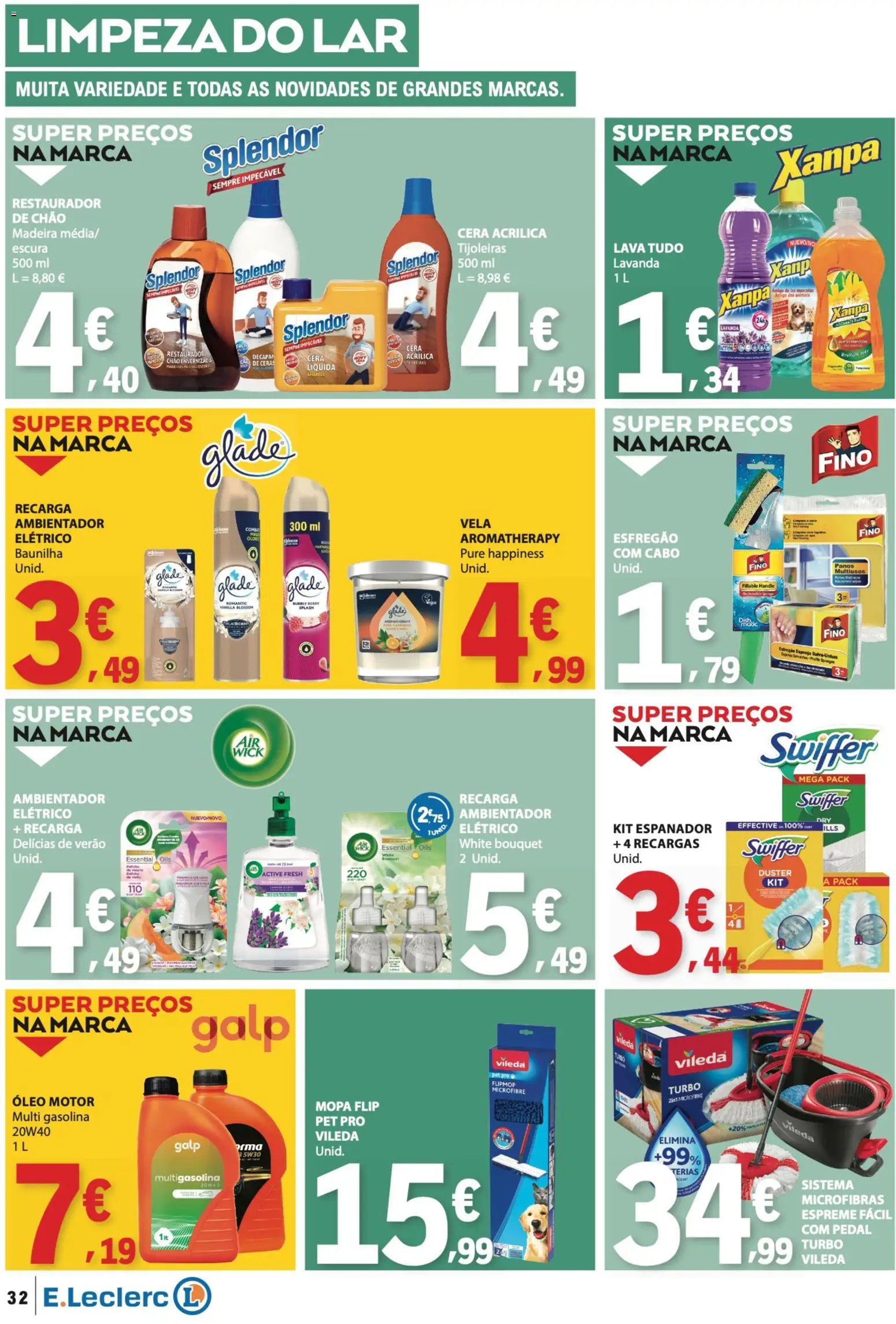 E.Leclerc folheto │ válido de 09/07/2026 | Página: 32 | Produtos: Esfregão, Cabo, Esponja, Óleo