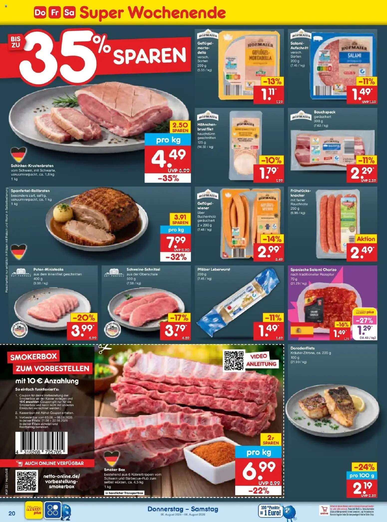 Netto Marken-Discount Prospekt Hamburg – gültig ab 03.08.2026 | Seite: 38 | Produkte: Hahnchen, Box, Salami, Fleisch