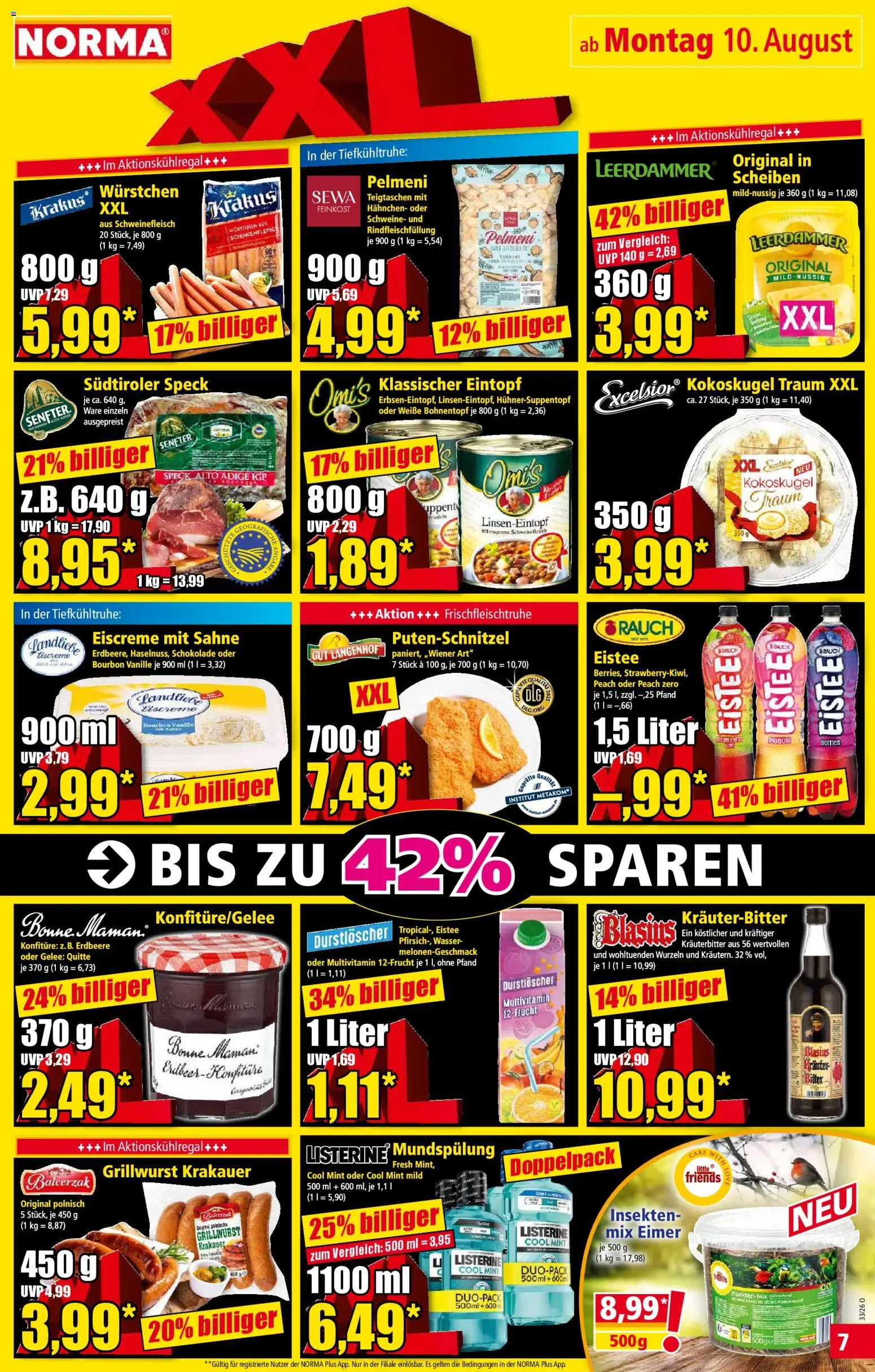 Norma Prospekt – gültig ab 10.08.2026 | Seite: 7 | Produkte: Durstloscher, Hahnchen, Eiscreme, Wasser