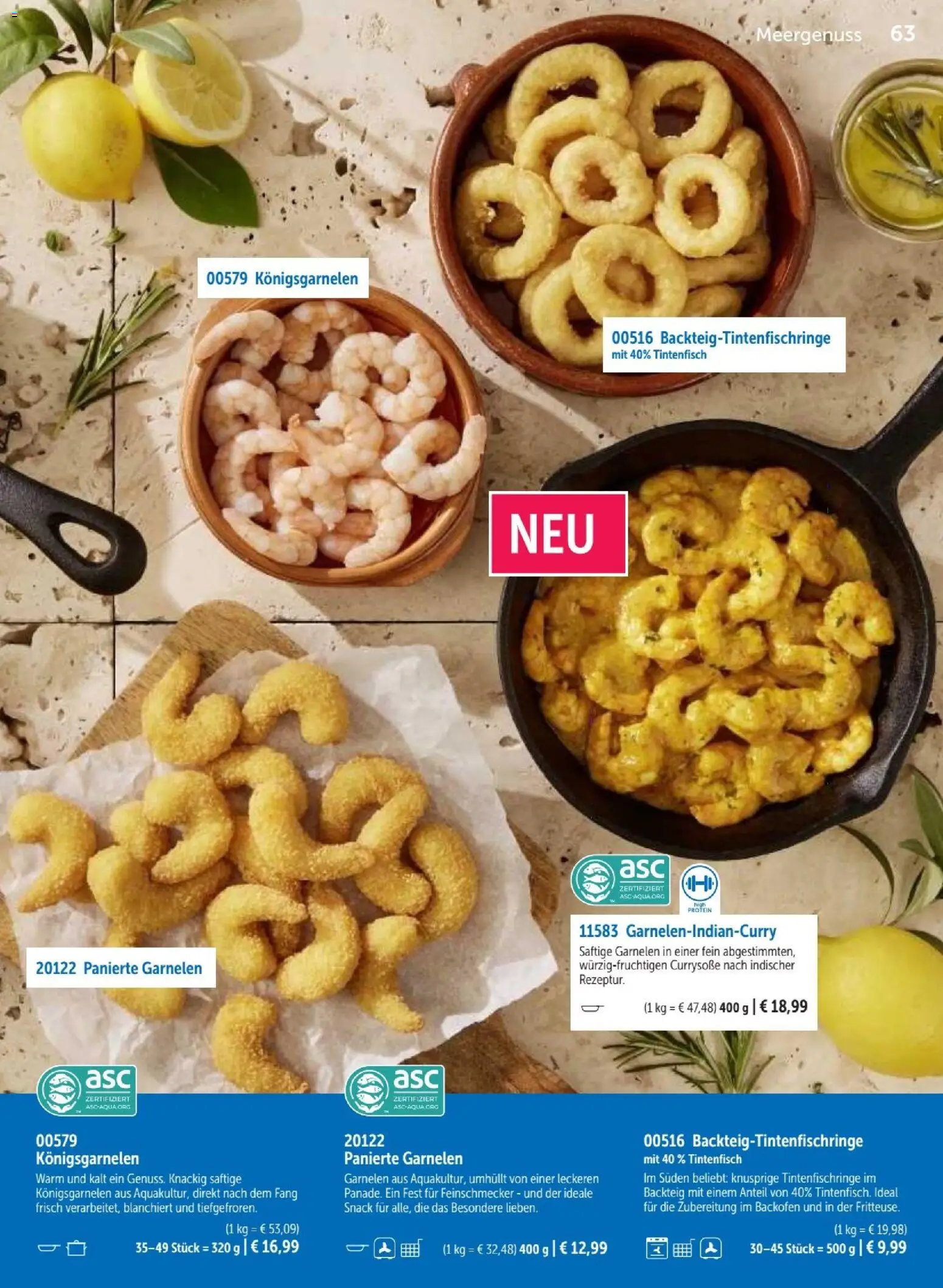 Bofrost Katalog – gültig ab 07.09.2026 | Seite: 63 | Produkte: Garnelen, Tintenfisch, Backofen