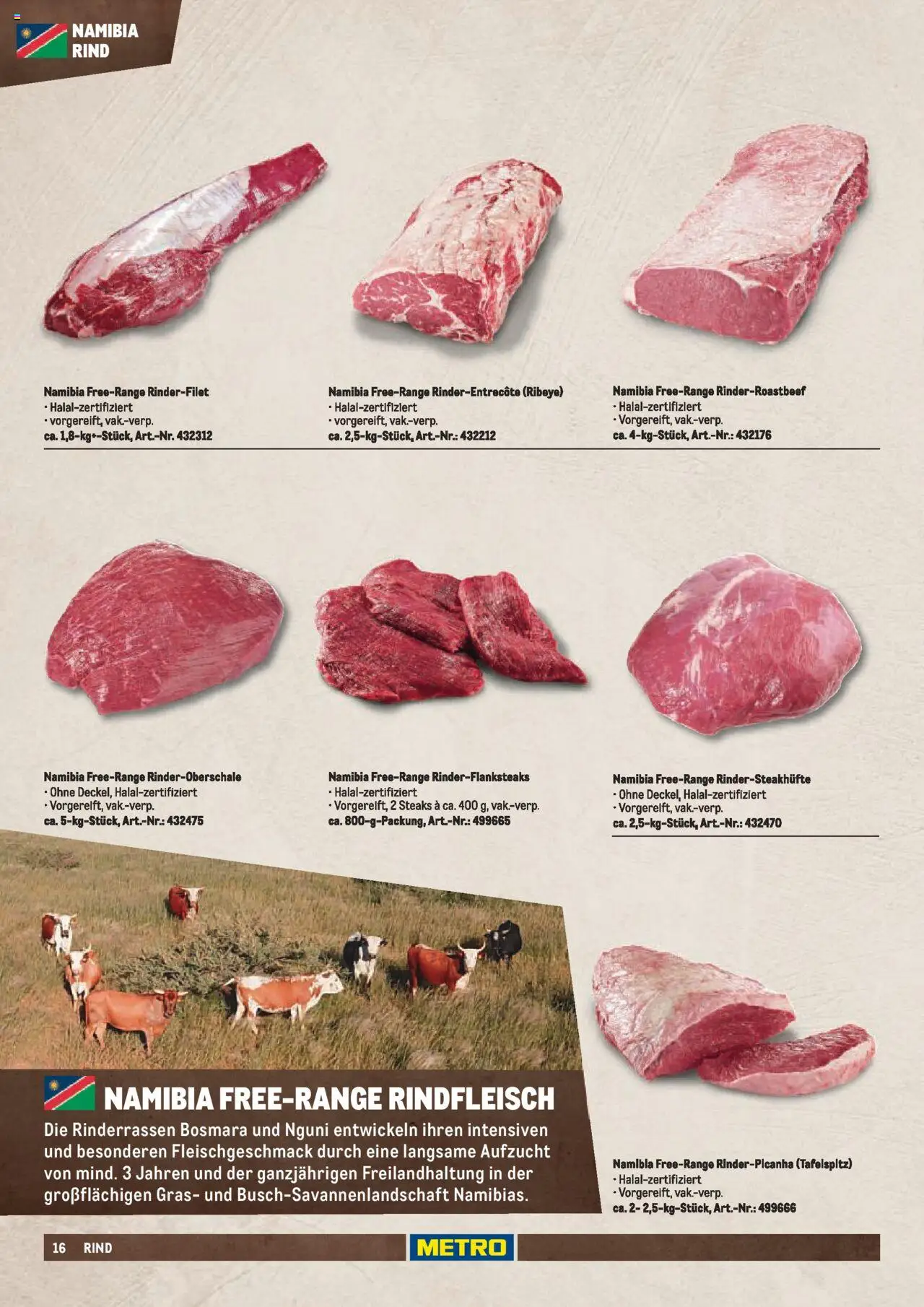 Metro  Fleischsortiment – gültig ab 01.05.2025 | Seite: 16 | Produkte: Rinderfilet, Roastbeef, Rindfleisch, Steak