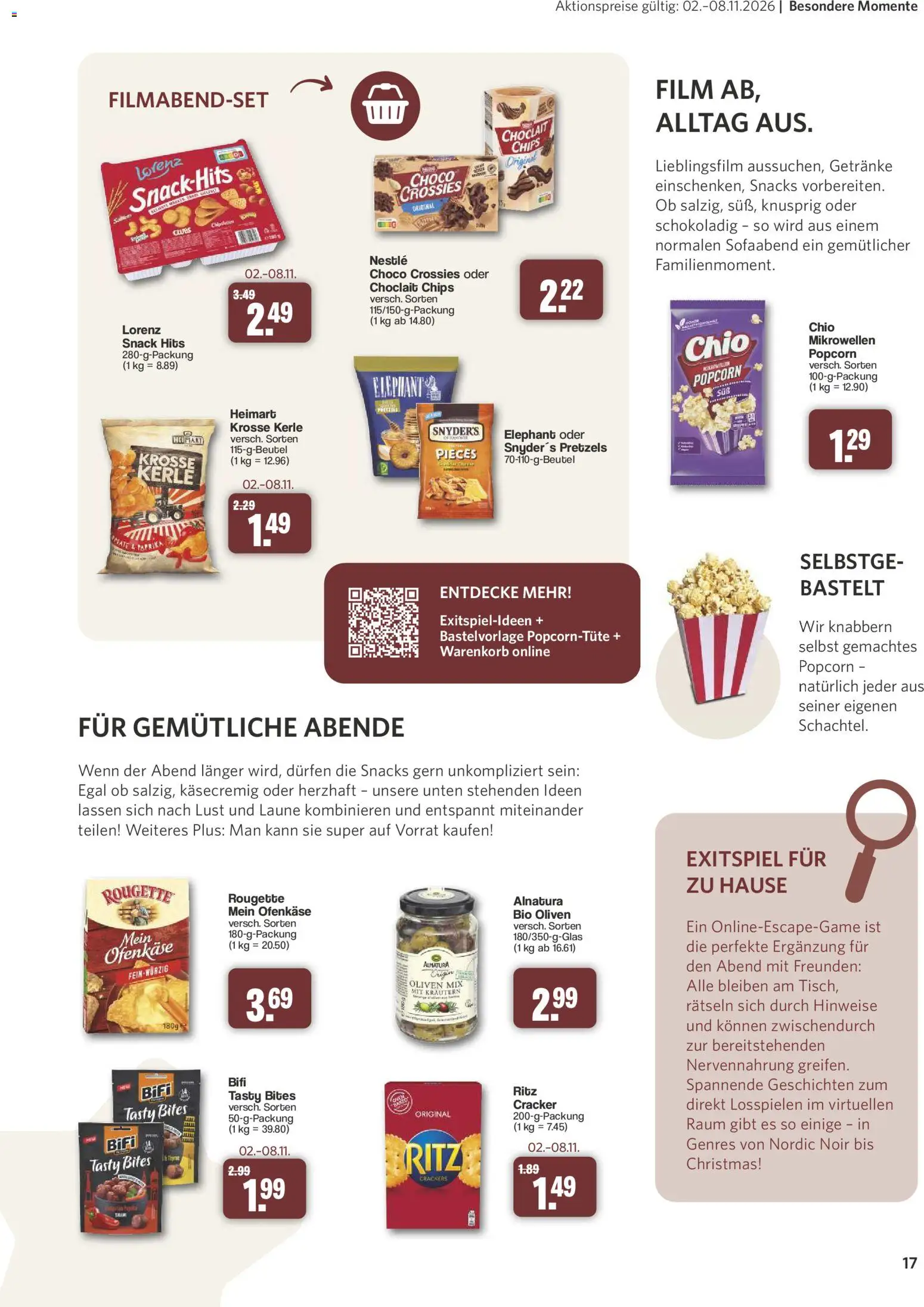Famila Nordwest myTime November 2026 – gültig ab 26.10.2026 | Seite: 17 | Produkte: Bifi, Paprika, Chips, Popcorn