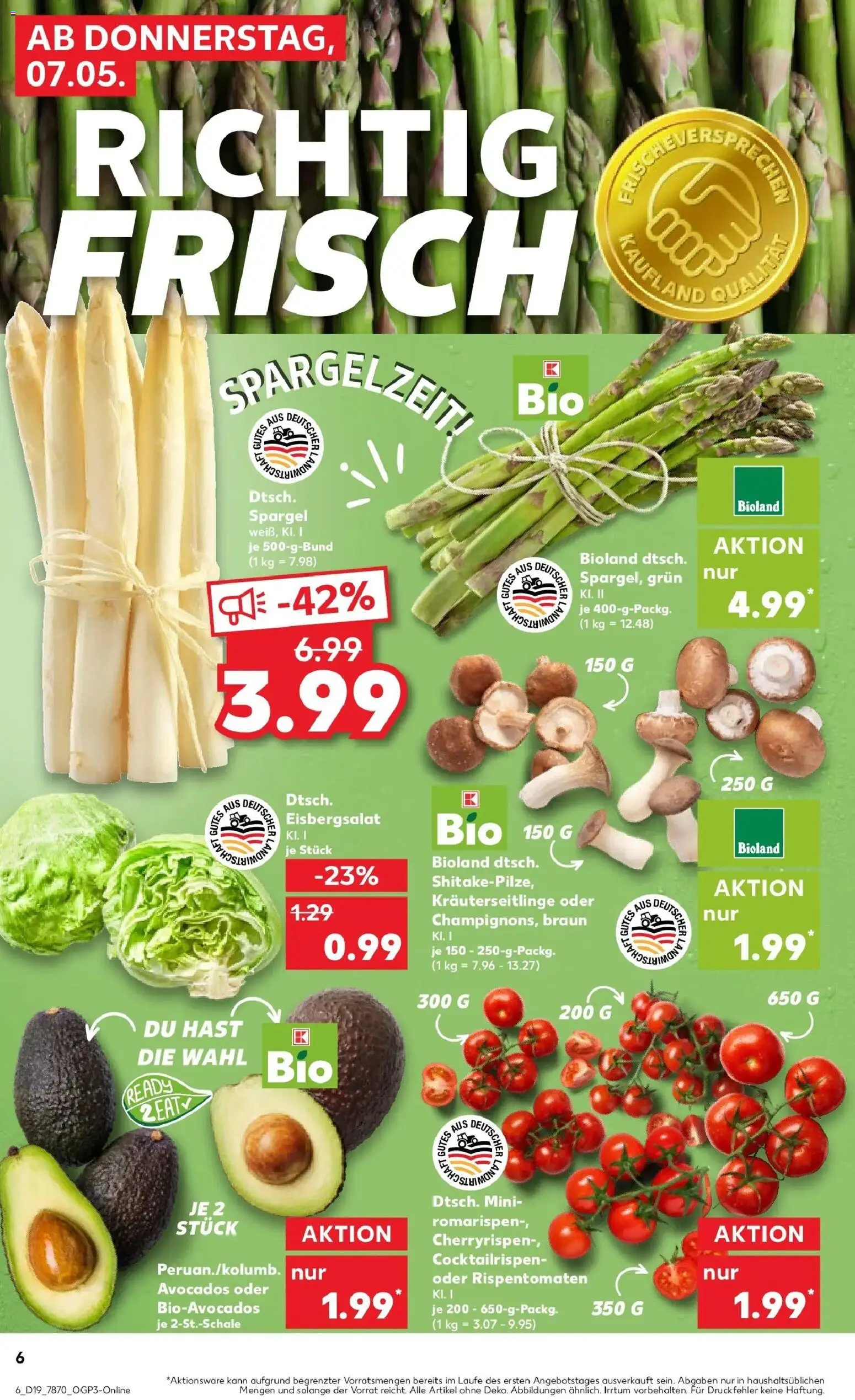 Kaufland Prospekt Alzey	 – gültig ab 07.05.2026 | Seite: 6 | Produkte: Eisbergsalat, Spargel