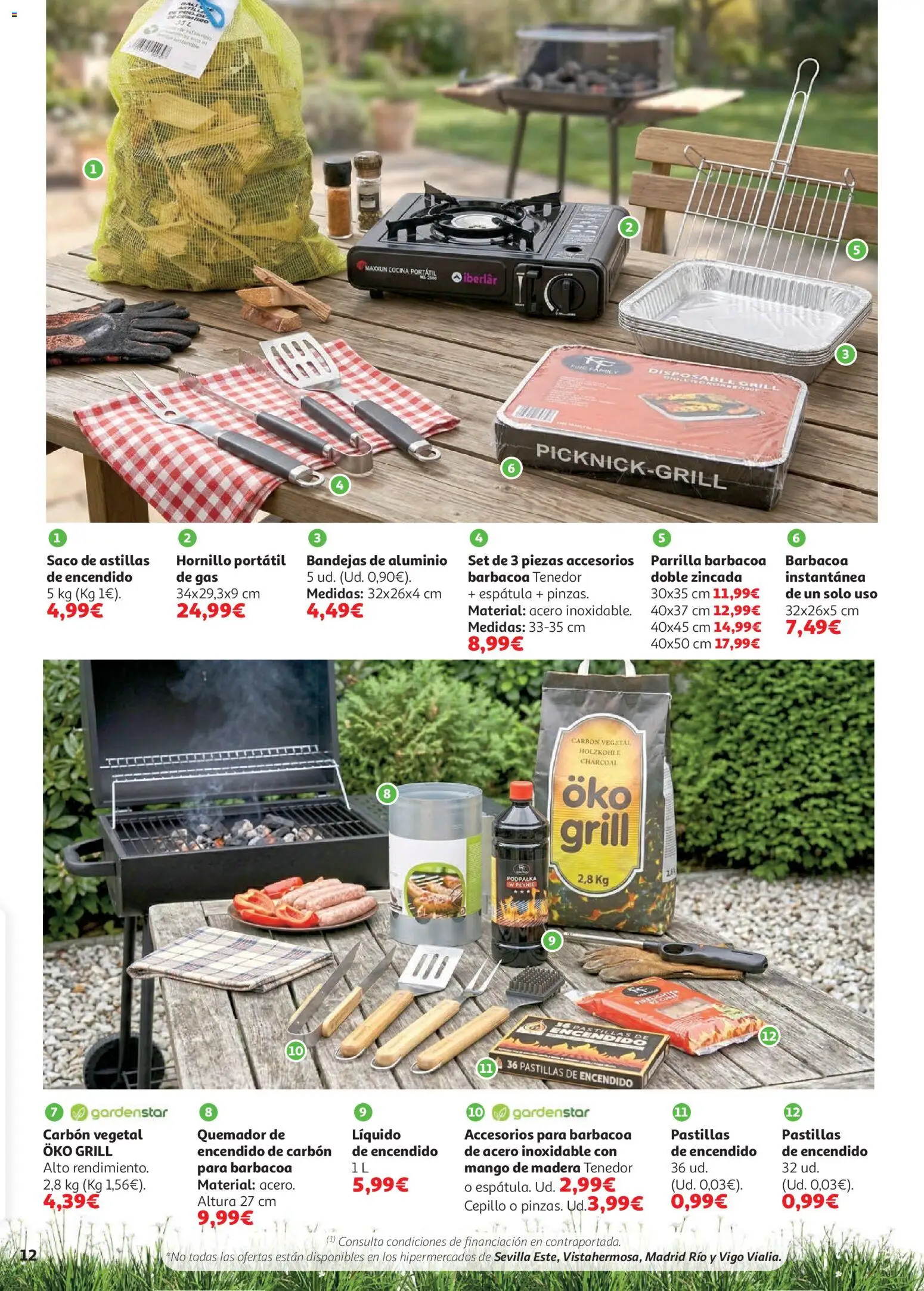 Alcampo Aire Libre │ válido desde el 05.05.2026 | Página: 12 | Productos: Cepillo, Barbacoa, Quemador, Ρούτερ