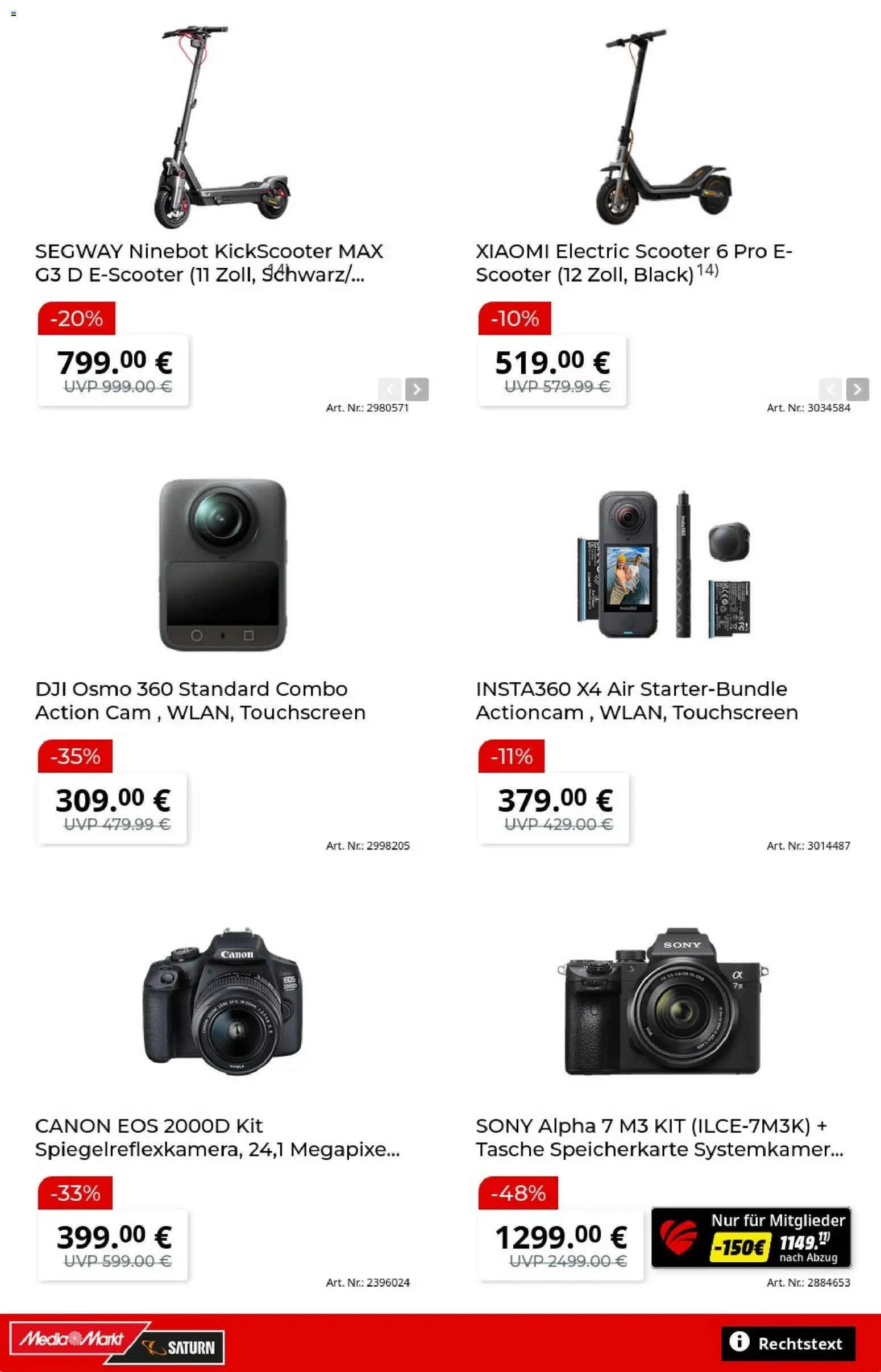 Media Markt Prospekt – gültig ab 07.09.2026 | Seite: 10 | Produkte: Xiaomi, Speicherkarte, Tasche, Scooter