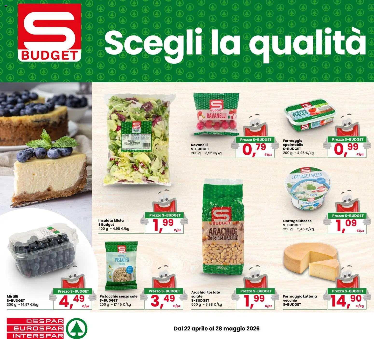 Volantino Despar del 22.04.2026 | Pagina: 2 | Prodotti: Insalata, Sale, Formaggio, Ravanelli