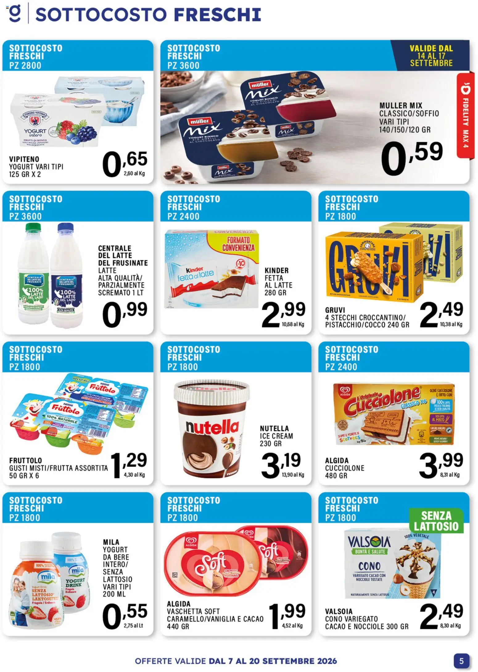 Volantino GECOP del 07/09/2026 | Pagina: 5 | Prodotti: Yogurt, Cioccolato, Nutella, Senza lattosio