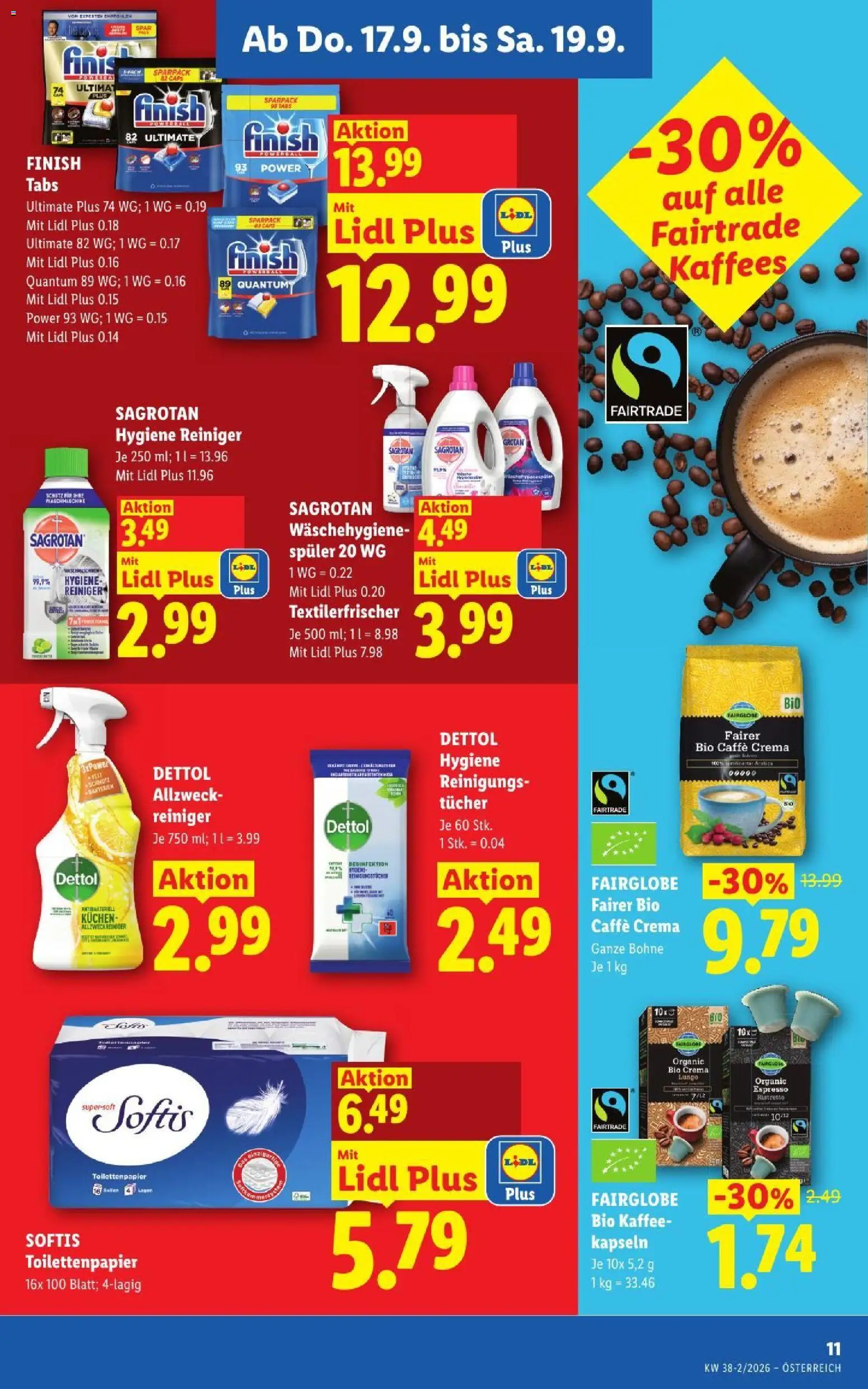 Lidl - Flugblatt gültig ab 17.09.2026 | Seite: 13 | Produkte: Waschmaschine, Bohne, Kaffee, Reinigungstücher