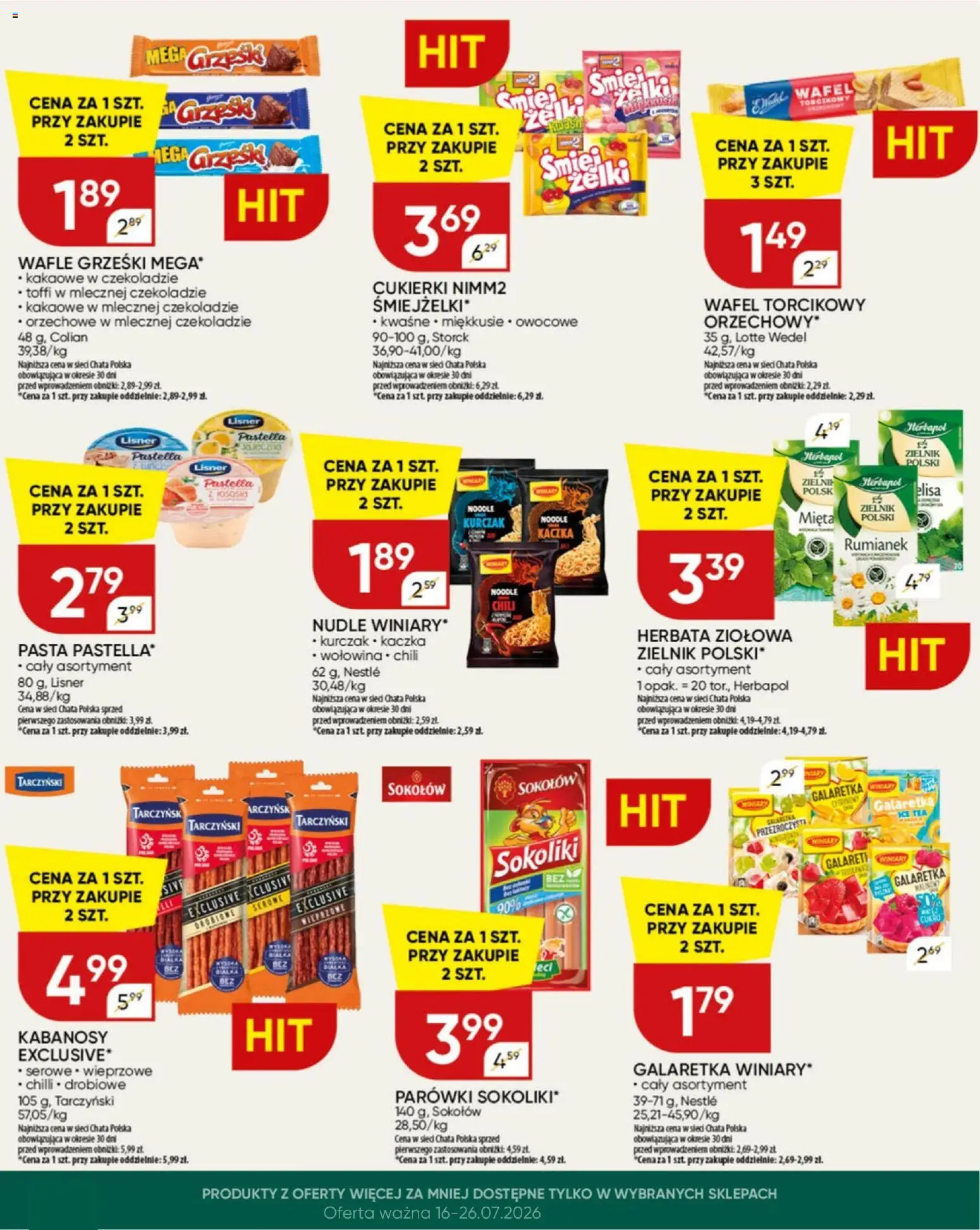 Chata Polska gazetka od 16.07.2026 | Strona: 25 | Produkty: Kurczak, Wafle, Parówki sokoliki, Kabanosy