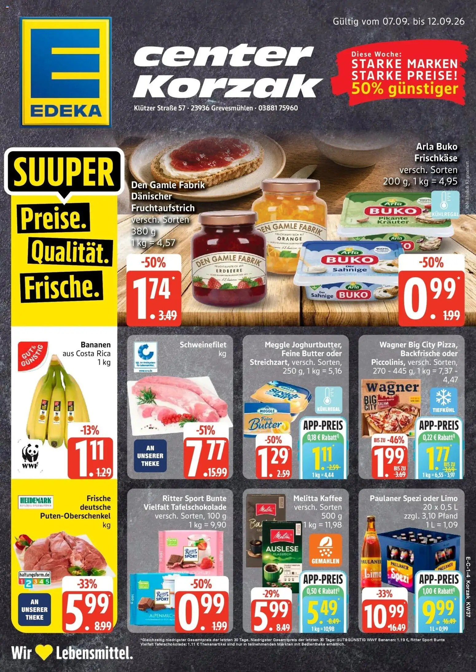 Edeka Prospekt Grevesmühlen (ab 07.09.2026) » Angebote Online | Seite: 1 | Produkte: Melitta, Melitta kaffee, Kaffee, Paulaner spezi