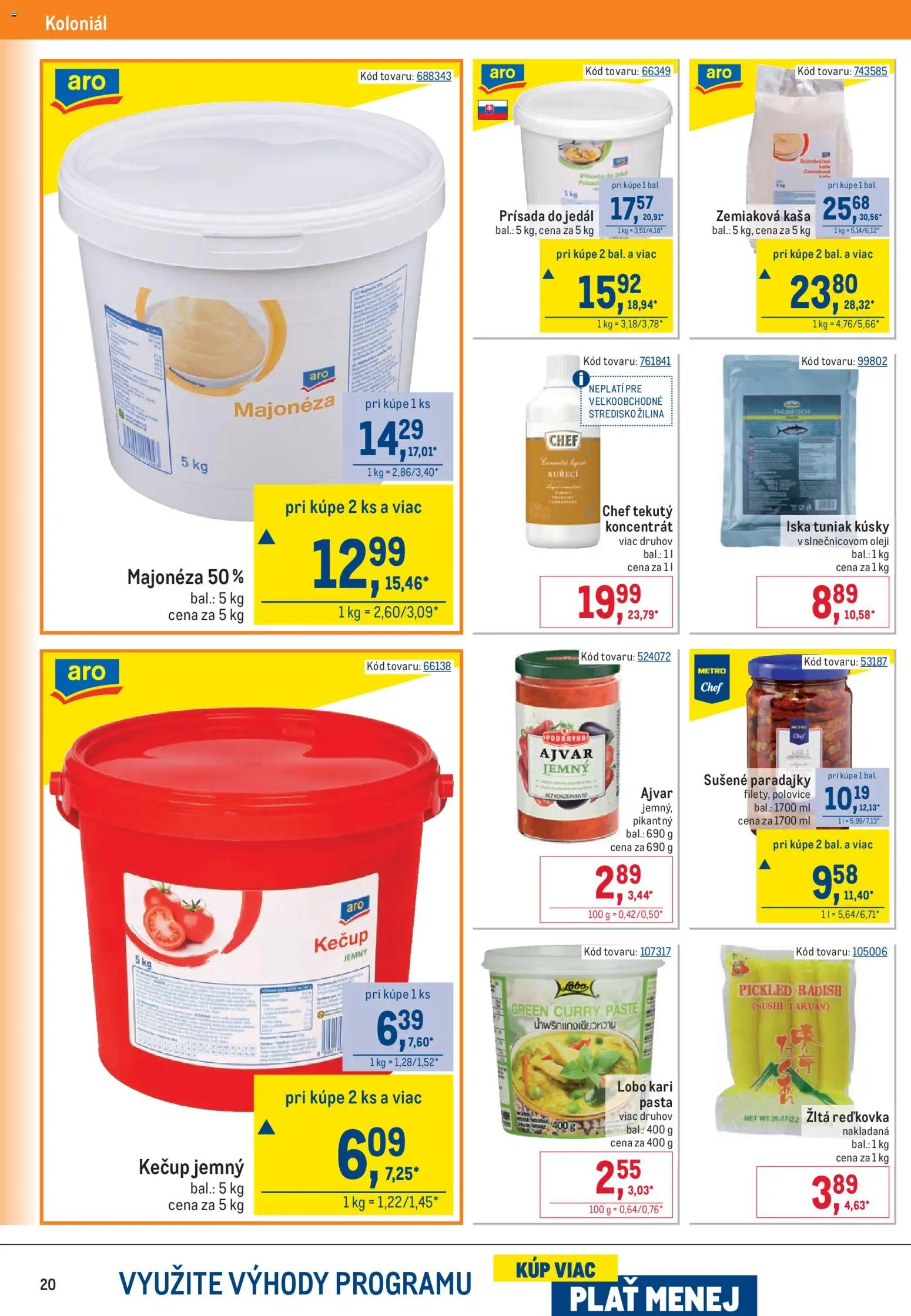 Nové Metro akcie – leták je platný od 09.09.2026 | Strana: 20 | Produkty: Sušené paradajky, Paradajky, Majonéza, Kaša