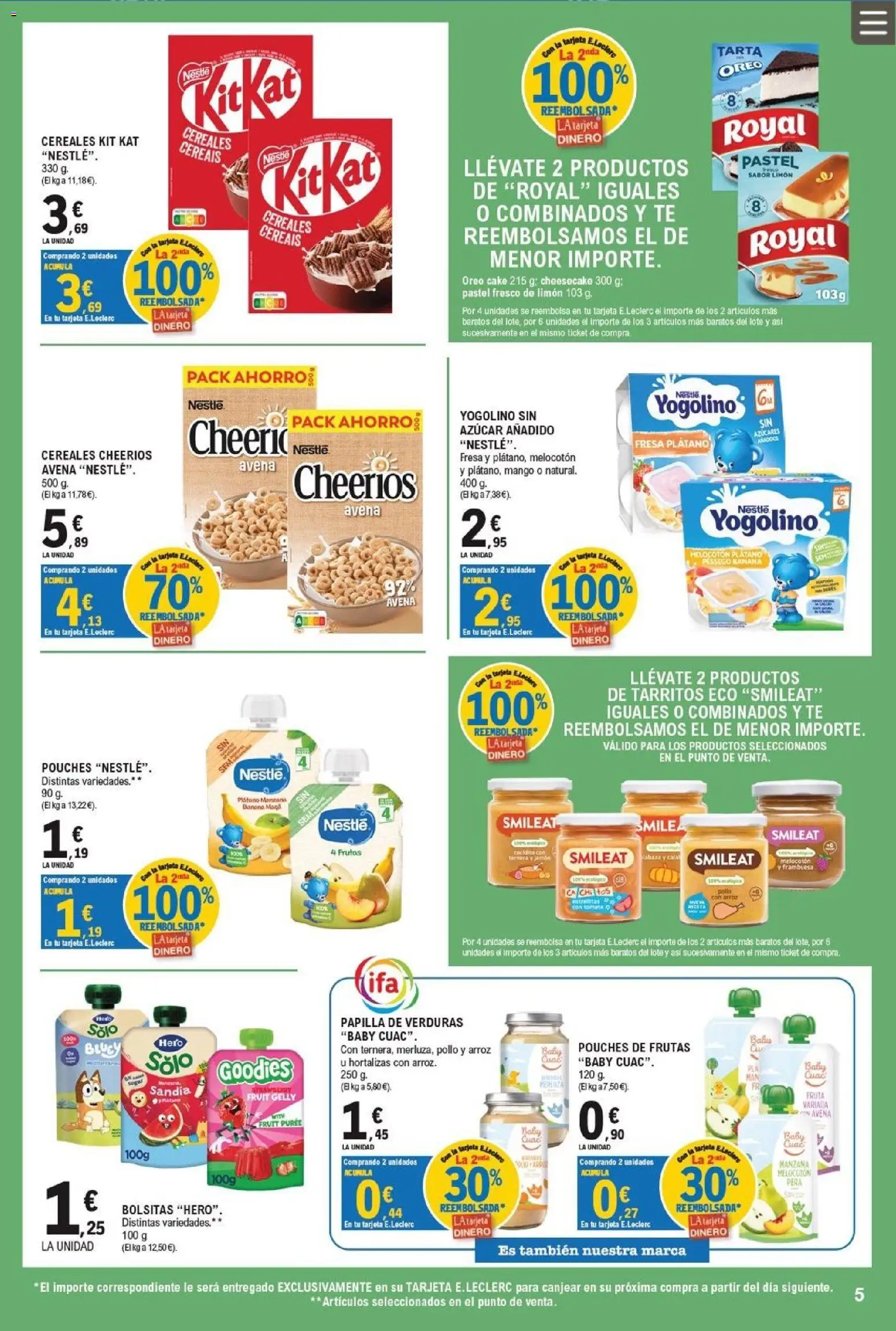 E.Leclerc Pamplona │ válido desde el 12/08/2026 | Página: 5 | Productos: Tarta, Arroz, Manzana, Azúcar