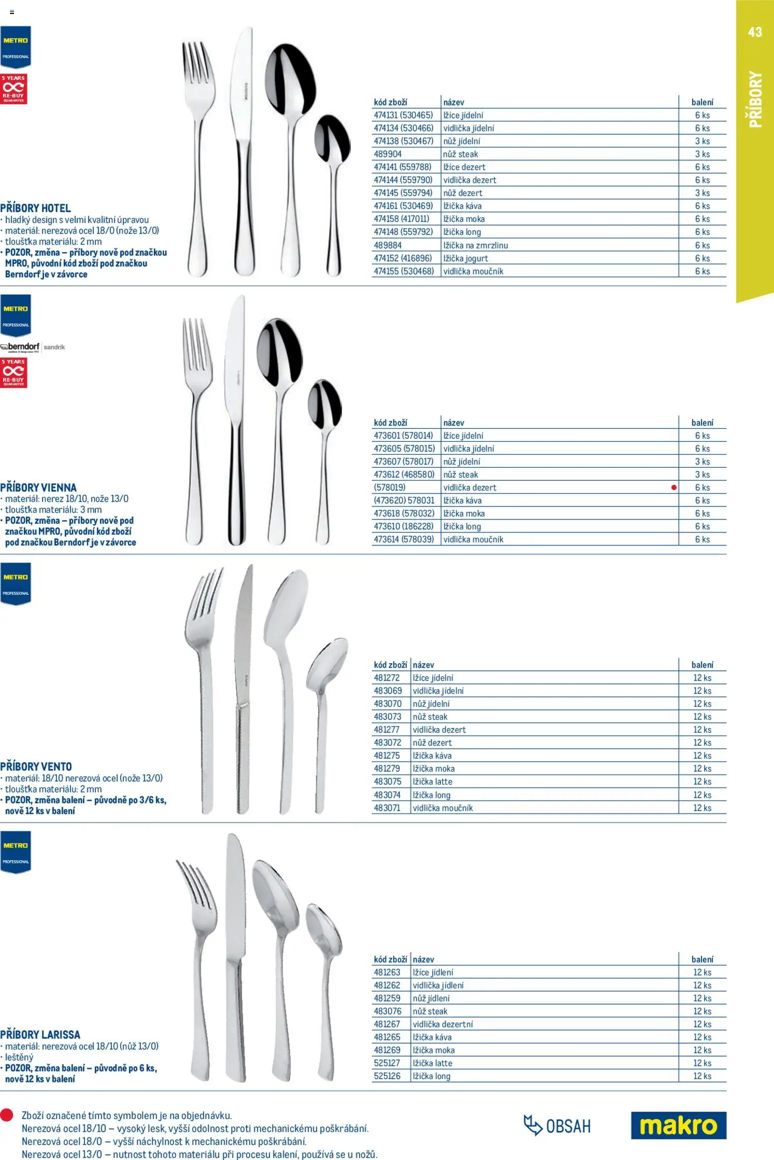 Makro leták - Gastro vybavení a zařízení od 01.02.2026 | Strana: 43 | Produkty: Káva, Lžíce, Nůž, Lžička